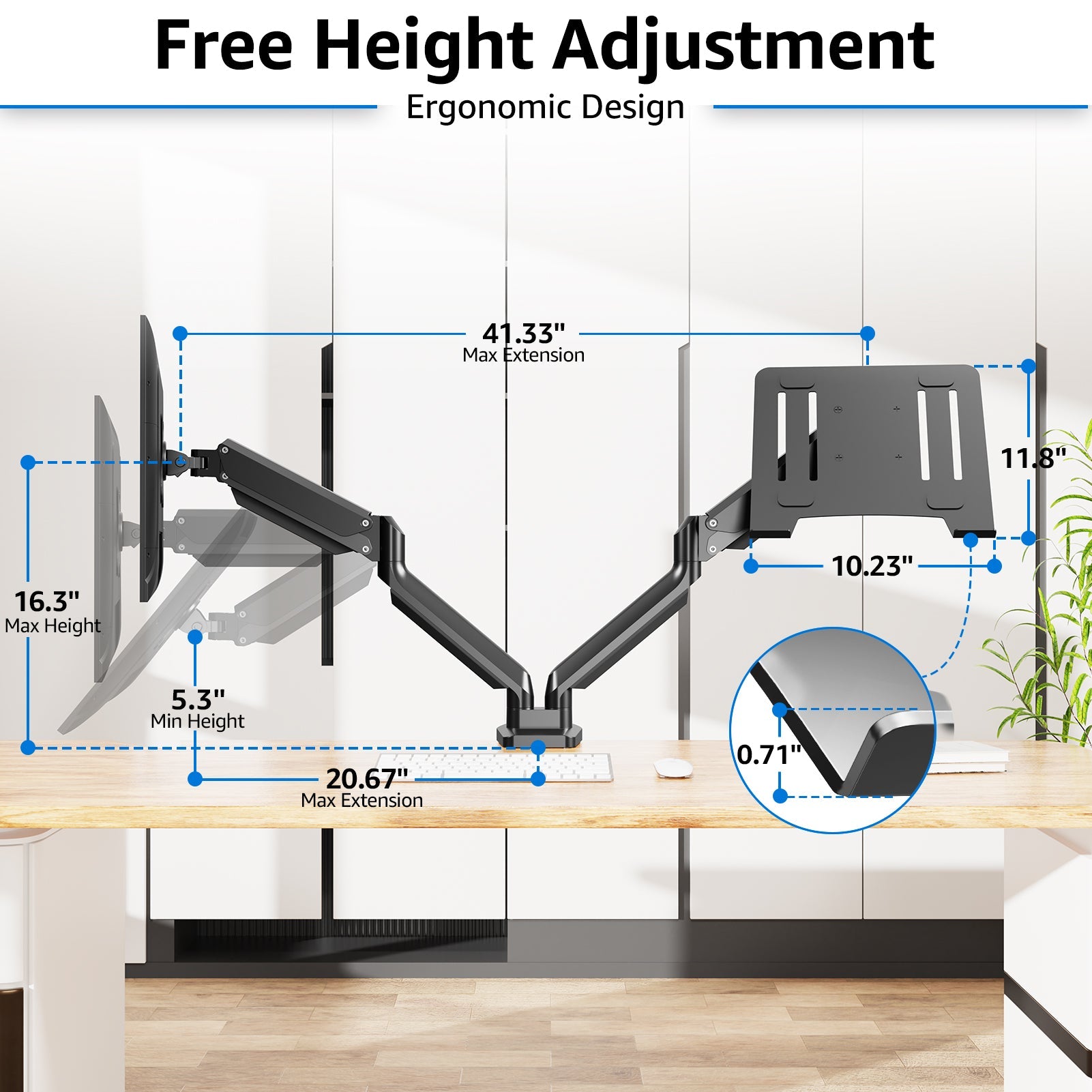Laptop and Monitor Stand for 13''-17'' Laptop and Max 32'' Monitors MUA4008