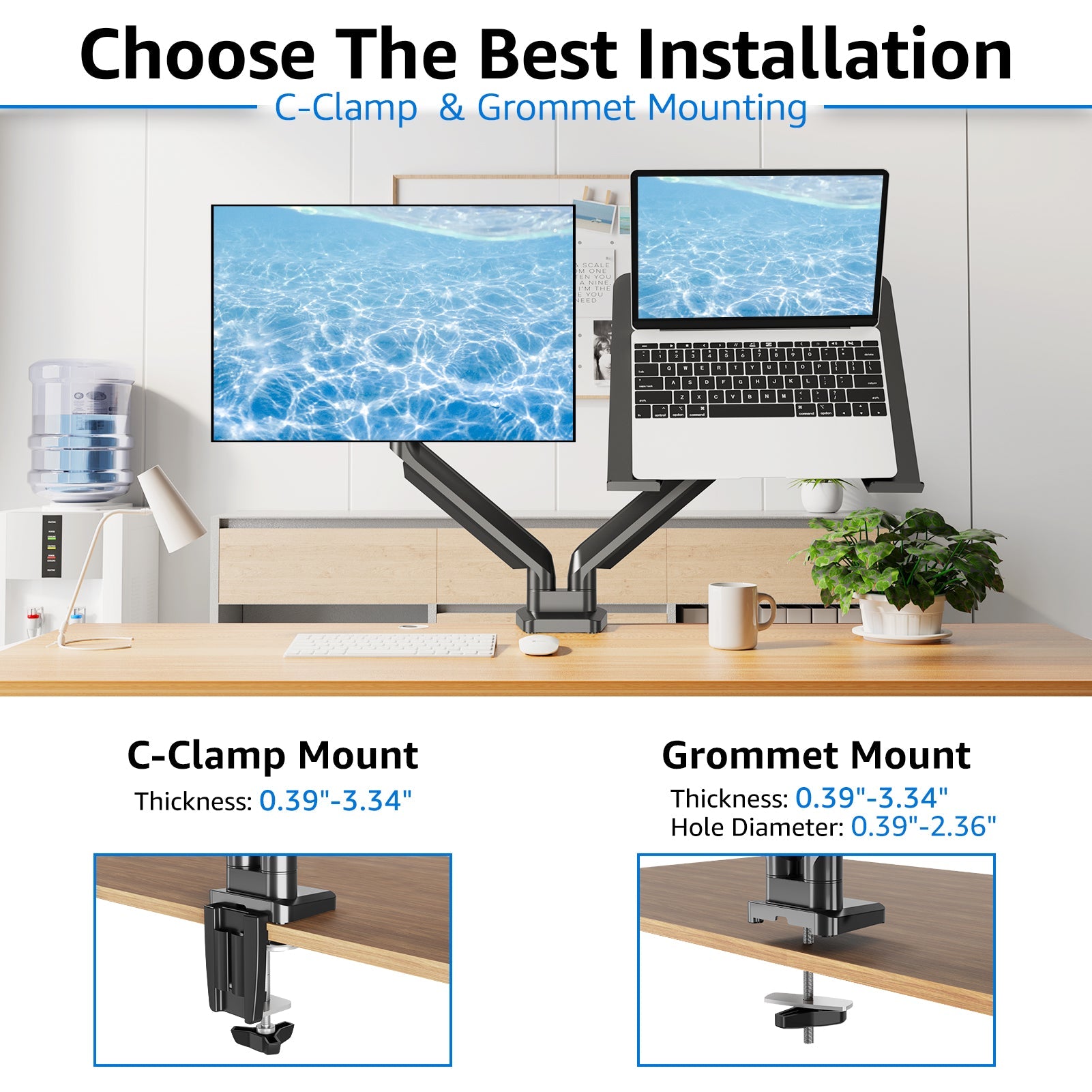 Laptop and Monitor Stand for 13''-17'' Laptop and Max 32'' Monitors MUA4008
