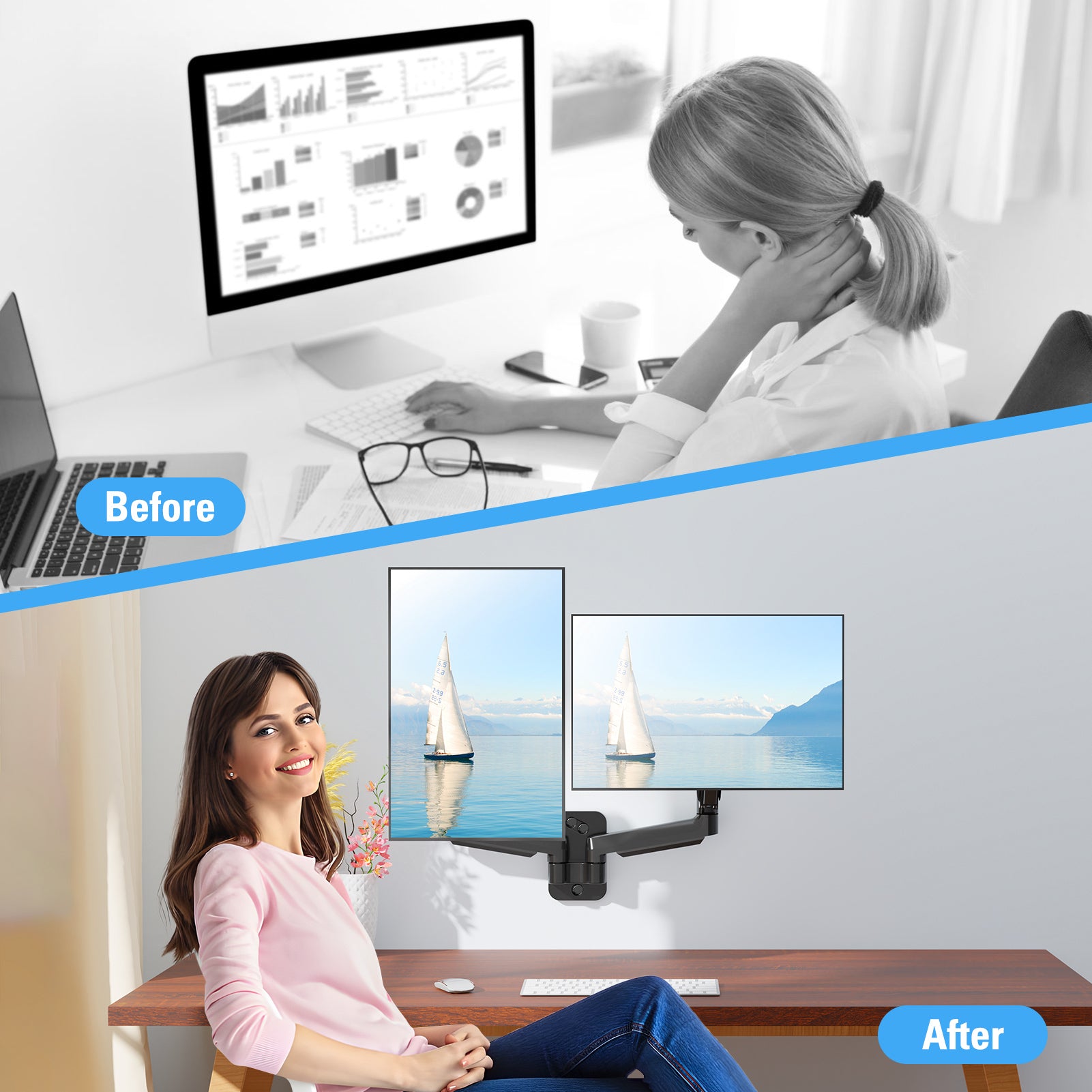 Dual Monitor Wall Mount for 13"-32'' Monitors MUA2012B