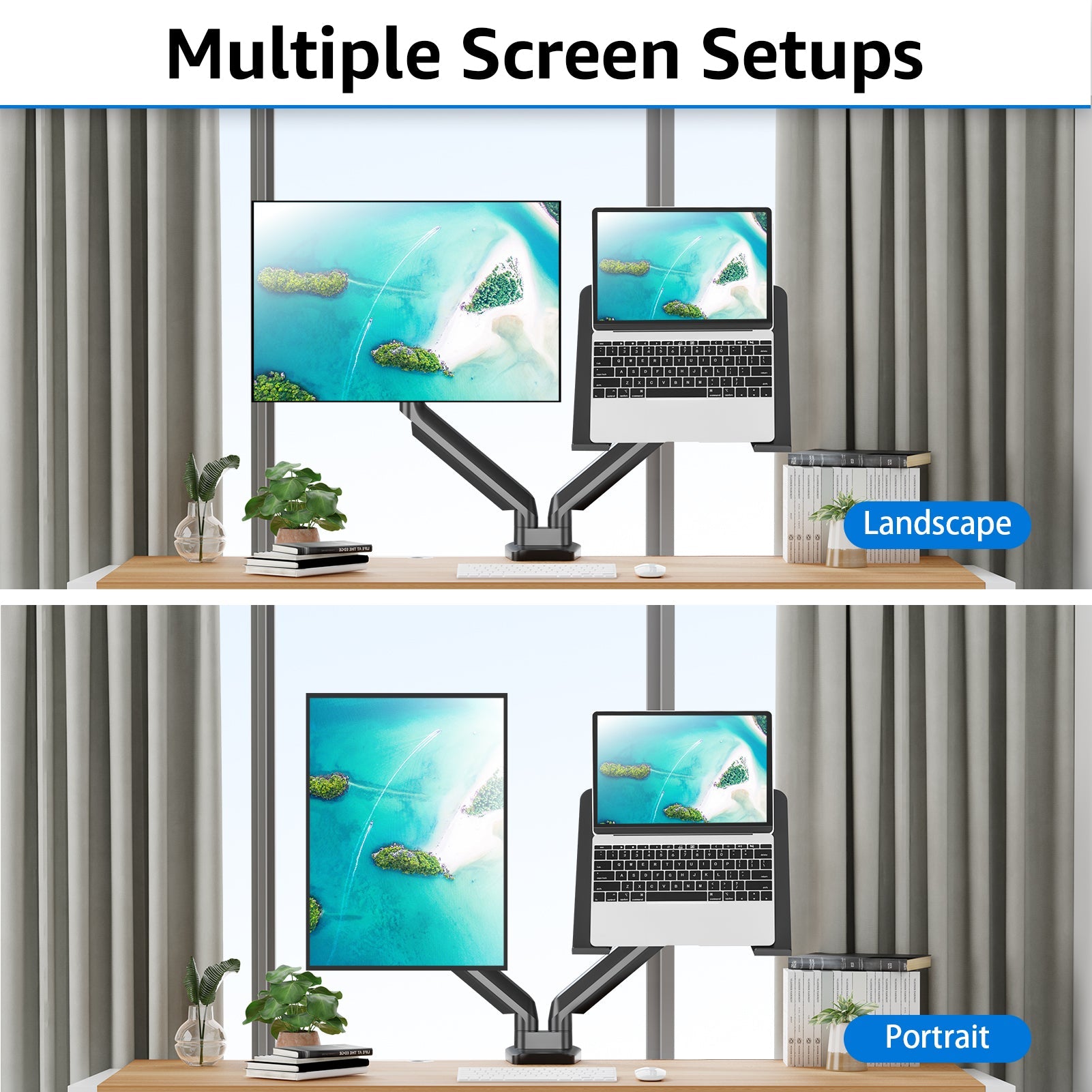 Laptop and Monitor Stand for 13''-17'' Laptop and Max 32'' Monitors MUA4008