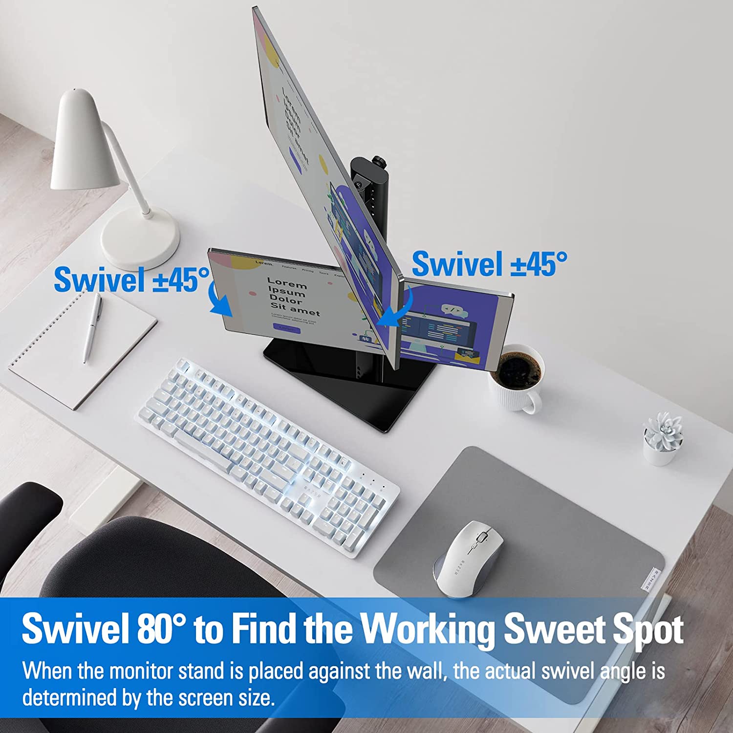 Vertical Dual Monitor Stand for Max 35'' Monitors MUA1006