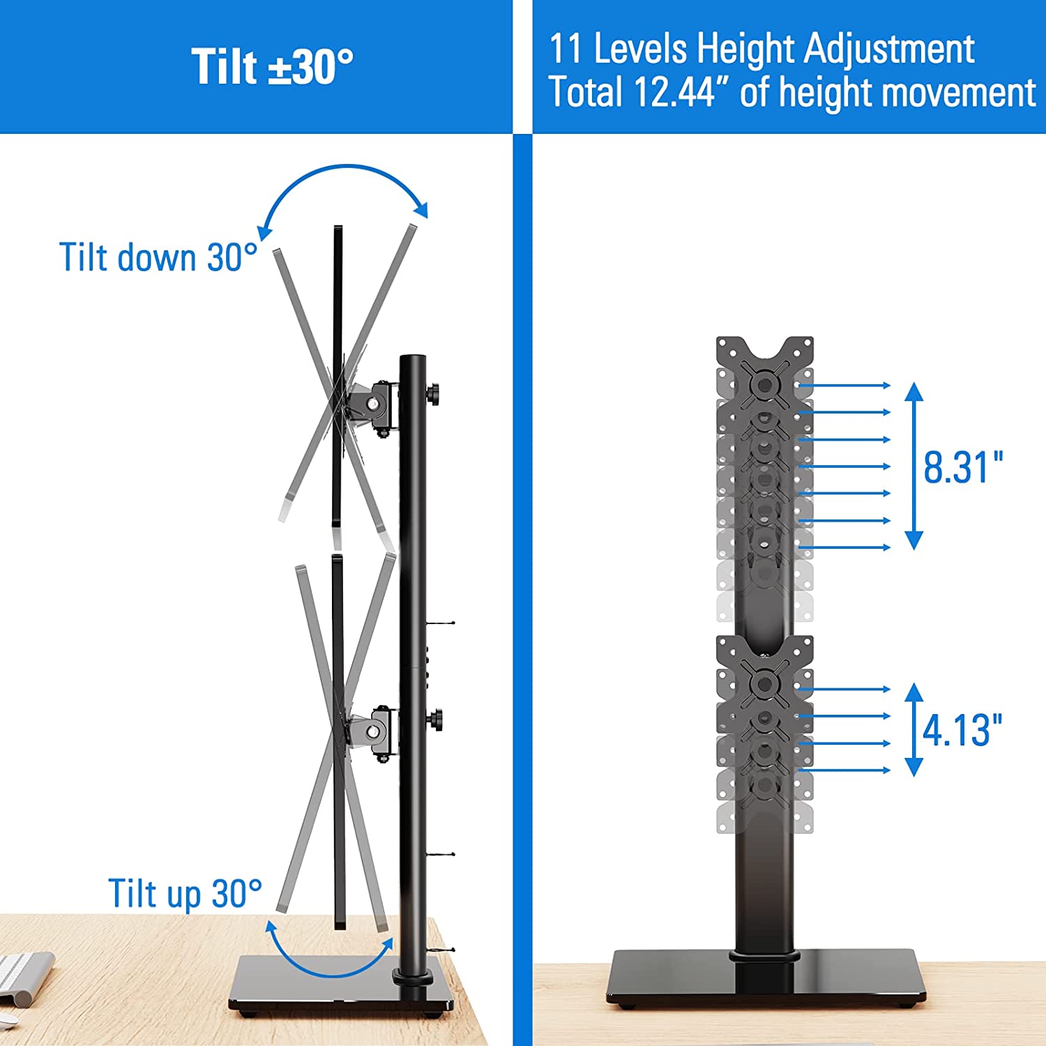 Vertical Dual Monitor Stand for Max 35'' Monitors MUA1006