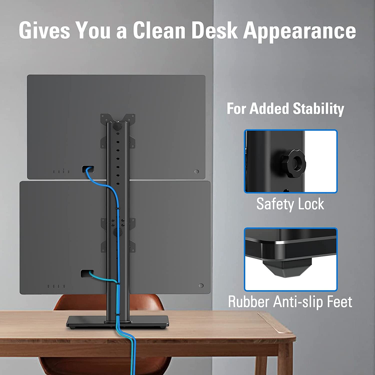 Vertical Dual Monitor Stand for Max 35'' Monitors MUA1006