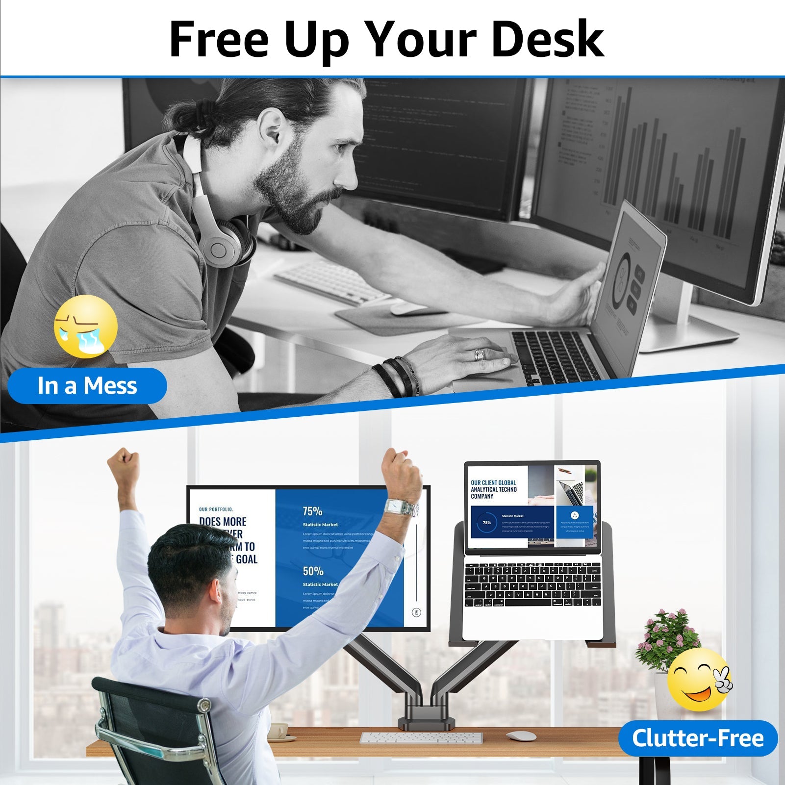 Laptop and Monitor Stand for 13''-17'' Laptop and Max 32'' Monitors MUA4008