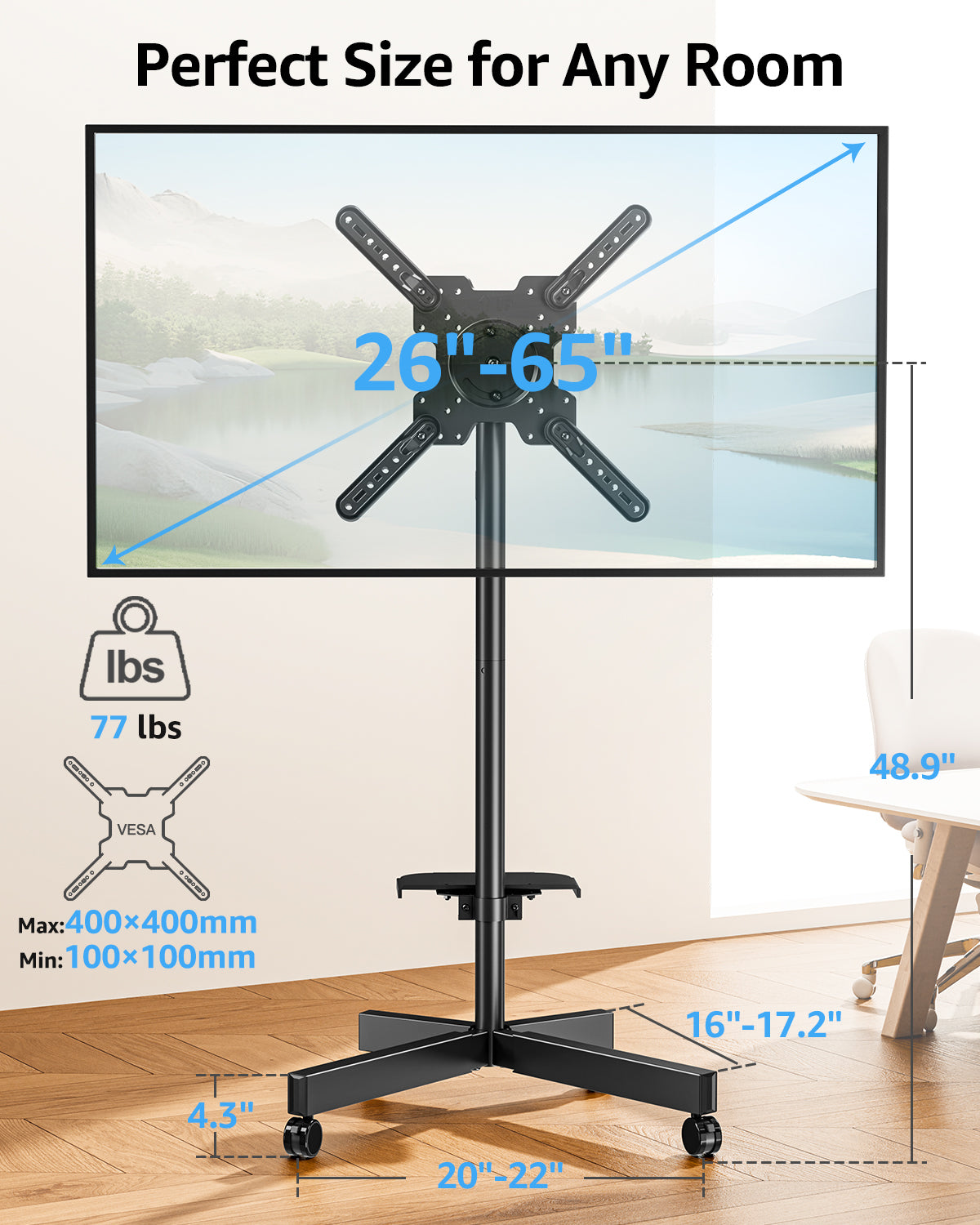 TV Stand Cart for 23-60 Inch MUT1114-B