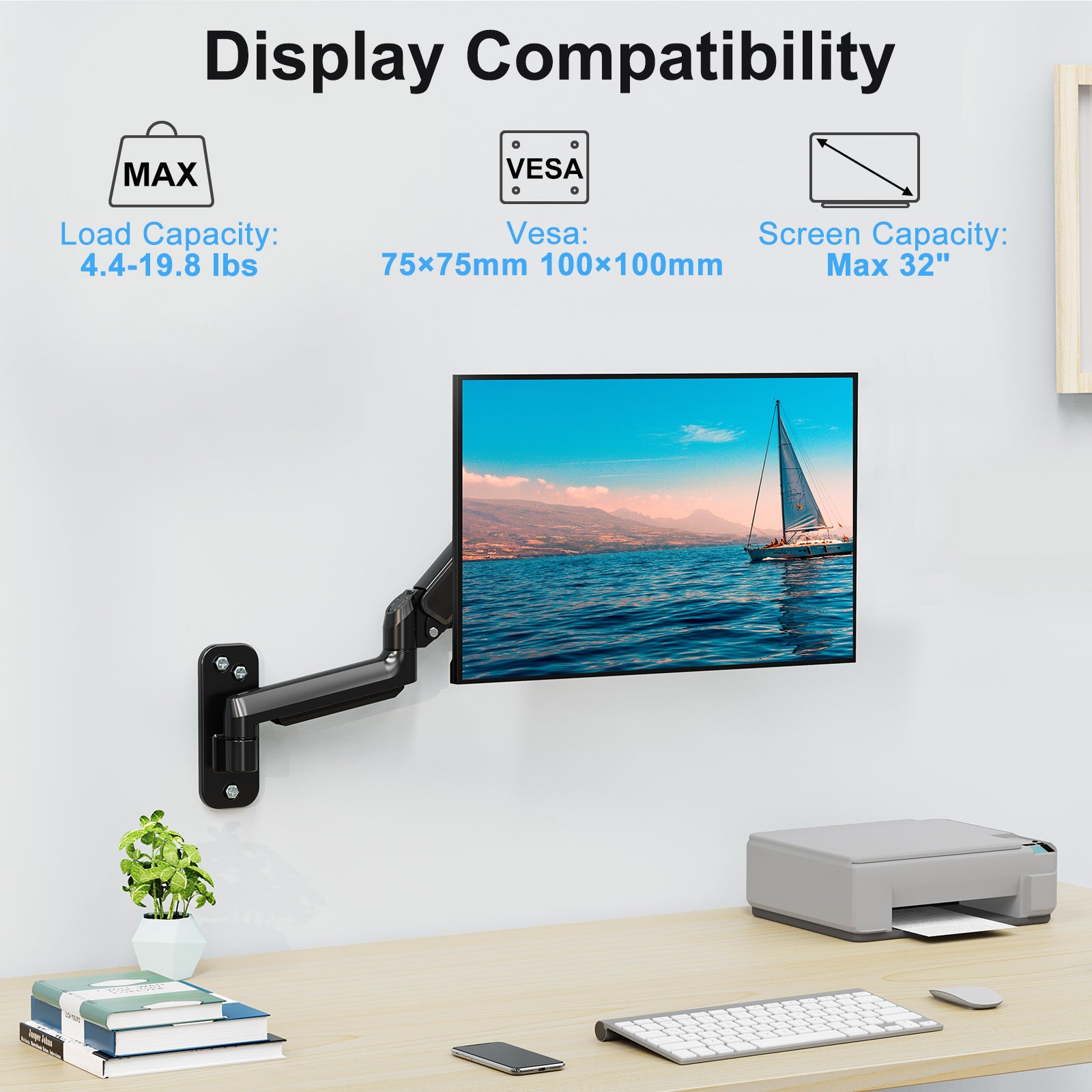 Single Monitor Wall Mount for 17"-32'' Monitors MUA2011B