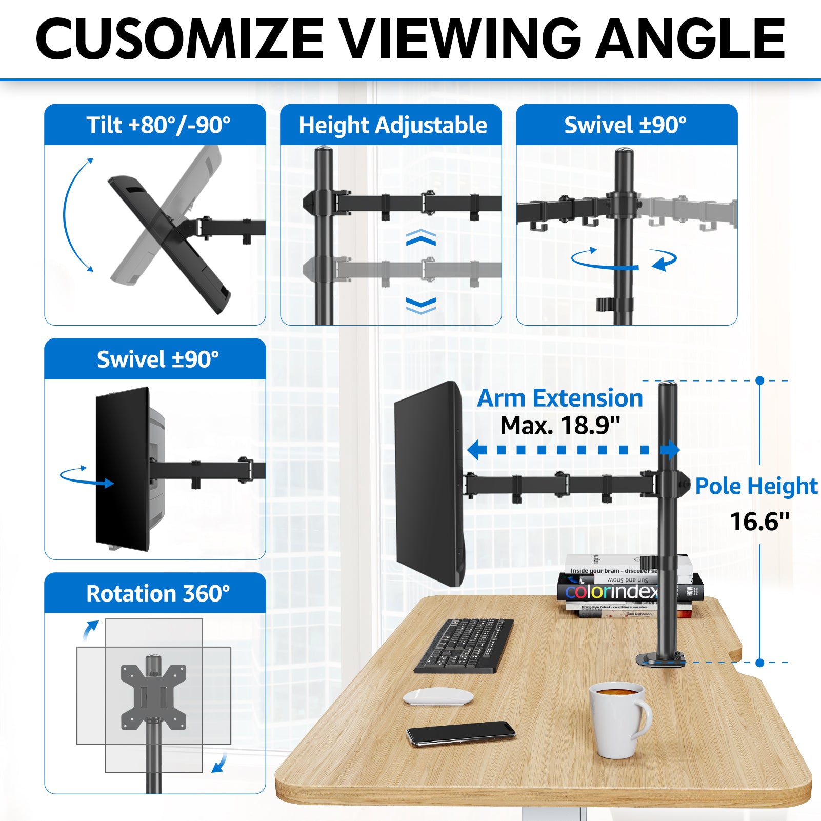 Single Monitor Desk Mount for 13''- 32'' Monitors MUA0001