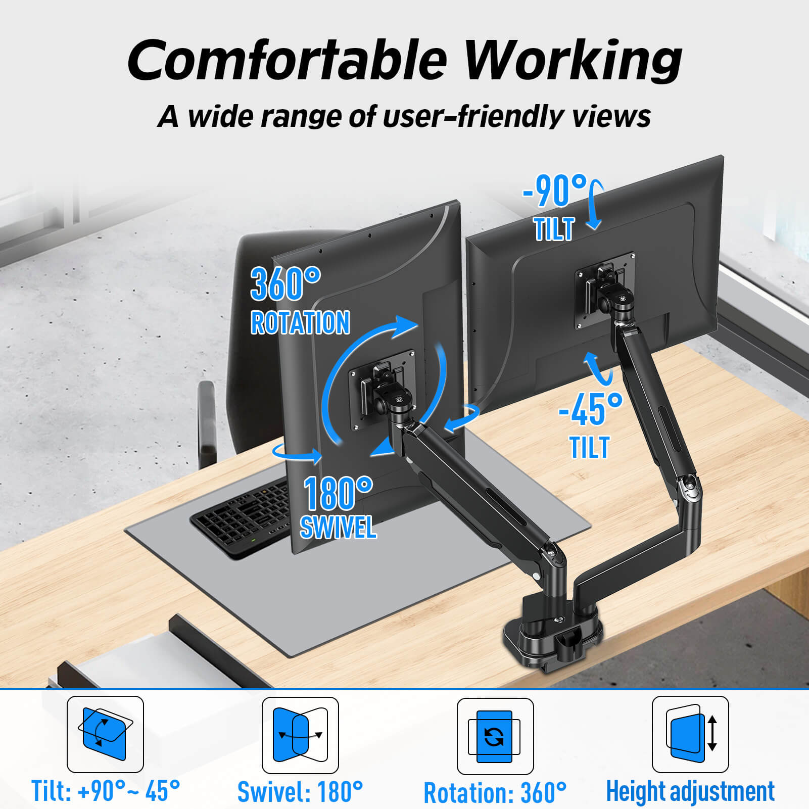 Dual Monitor Desk Mount for 13''-39'' Monitors MUA7006