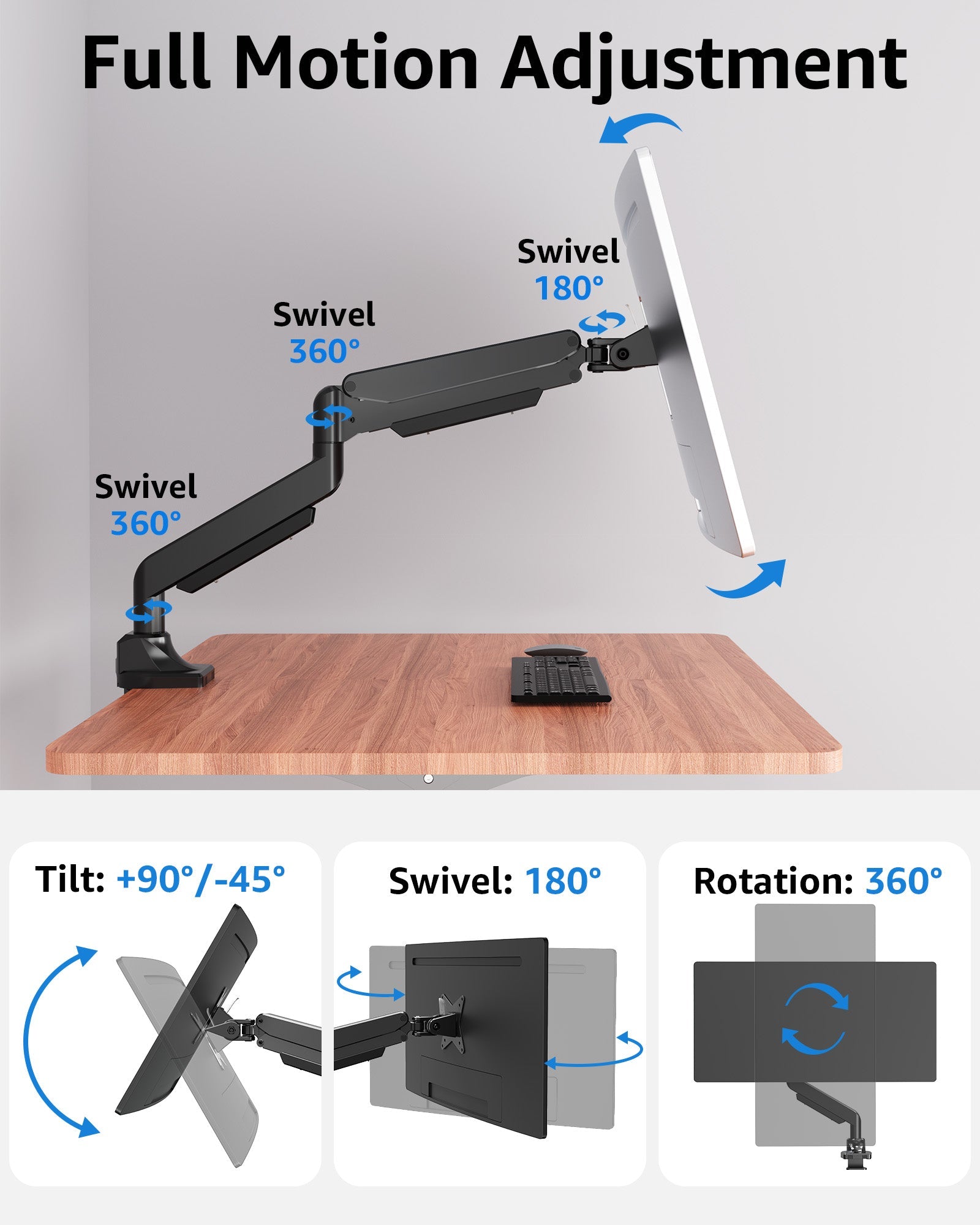 Single Monitor Ultrawide Desk Mount for 19"-49" Monitors MUM-7011