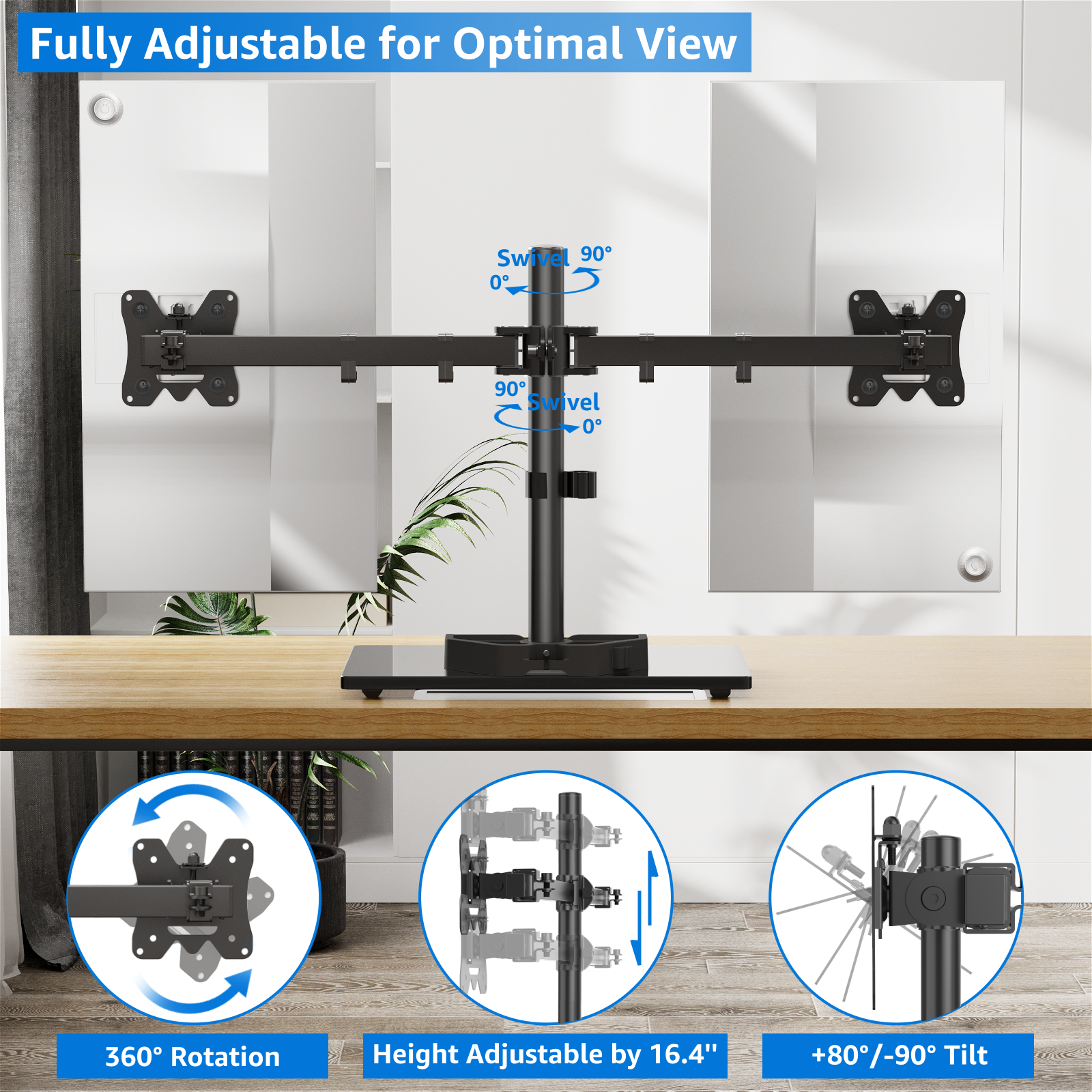 Dual Monitor Desk Stand for 13''-27’’ Monitors MUA1014