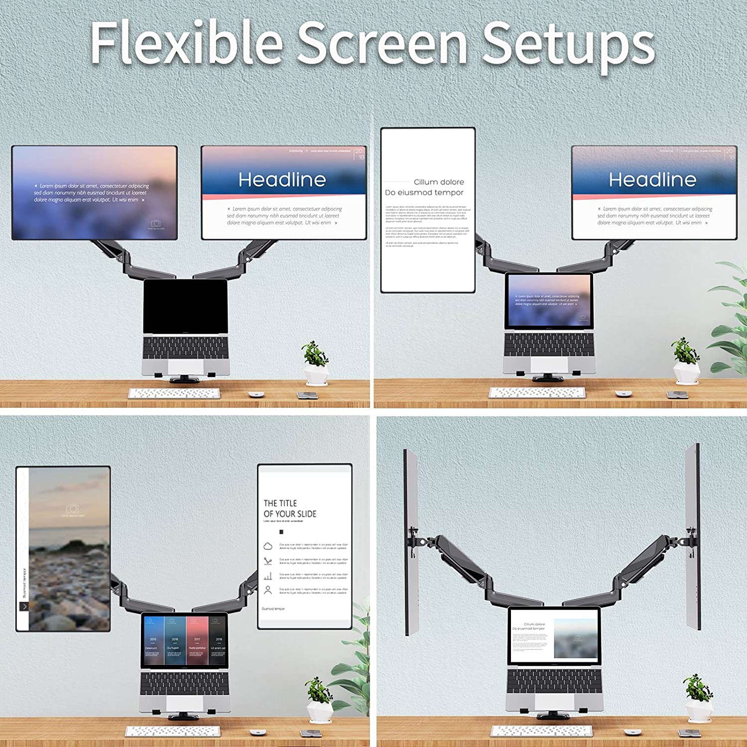 Dual Monitor and Laptop Stand for 13''-32'' Monitors and 10''-17'' Laptop MUA4005