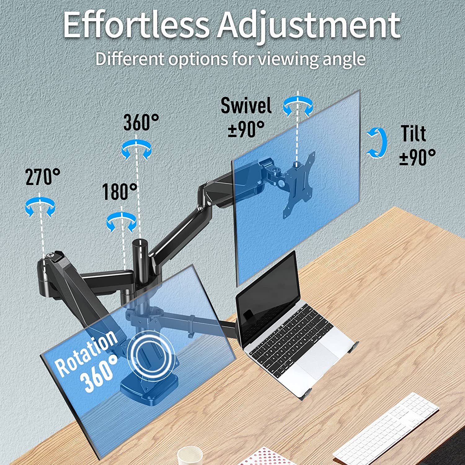 Dual Monitor and Laptop Stand for 13''-32'' Monitors and 10''-17'' Laptop MUA4005