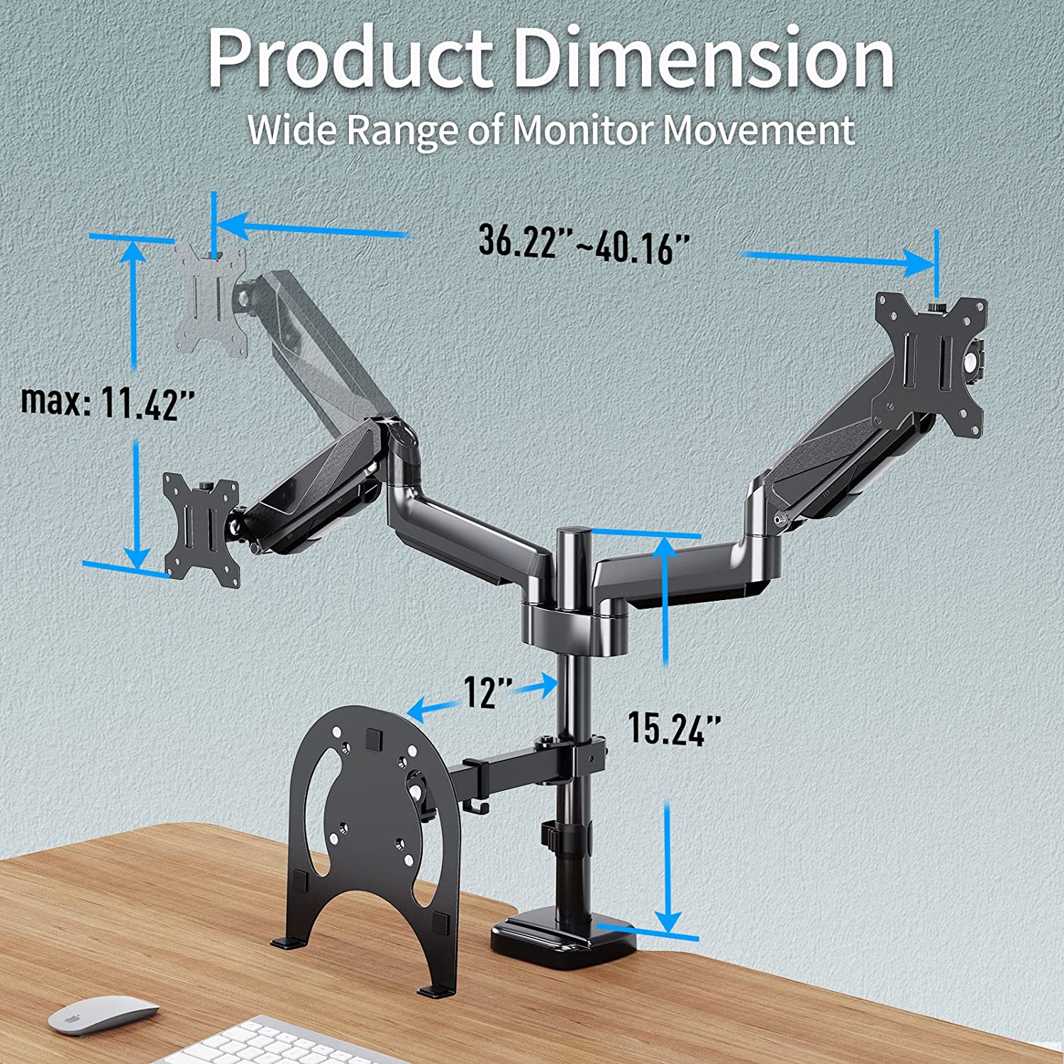 Dual Monitor and Laptop Stand for 13''-32'' Monitors and 10''-17'' Laptop MUA4005