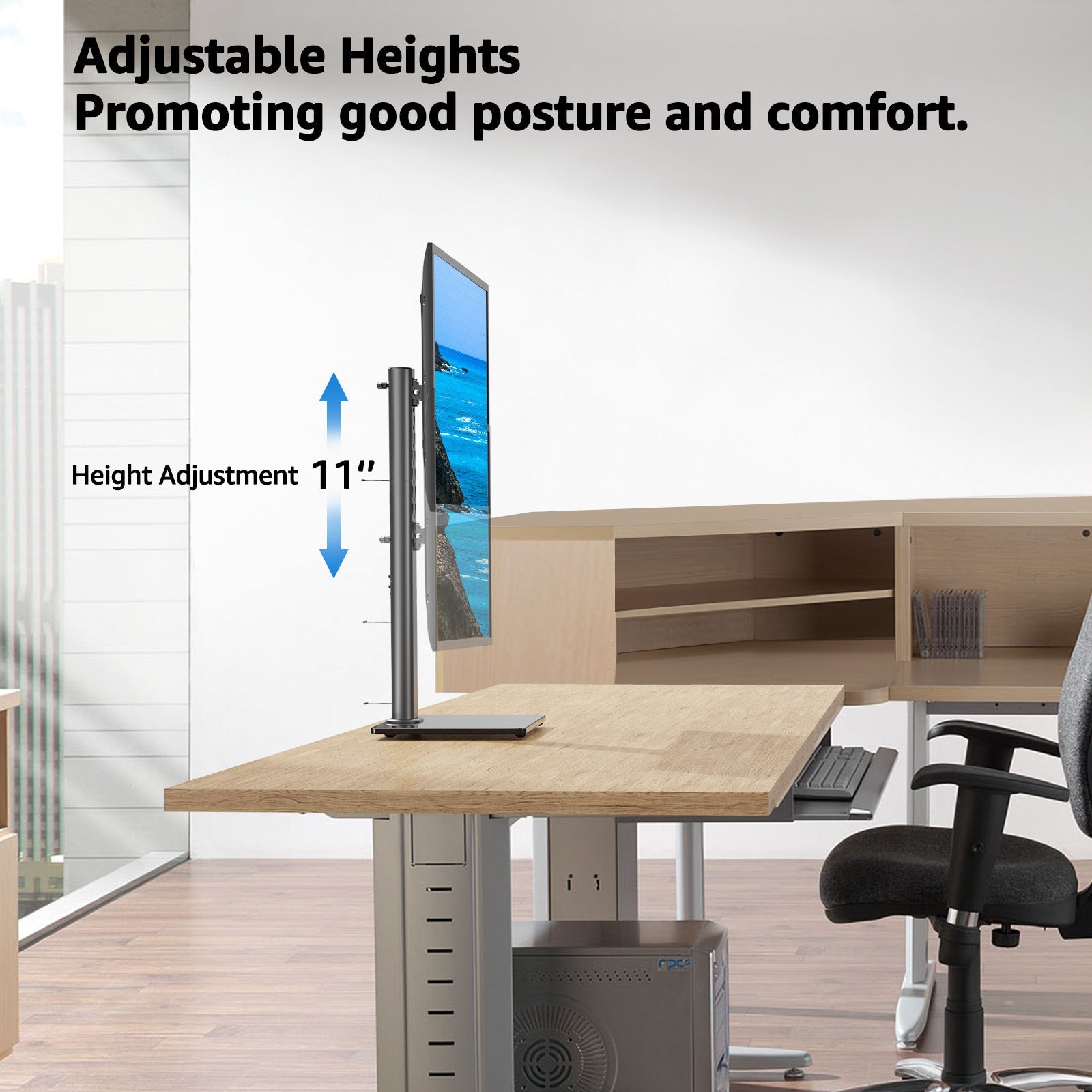 Vertical Dual Monitor Stand for 13"-42'' Monitors MUA1005