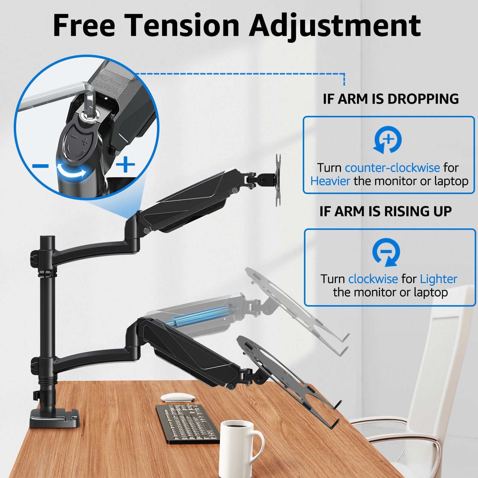 Laptop and Monitor Stand for 13''-17'' Laptop and Max 32'' Monitors MUA4010