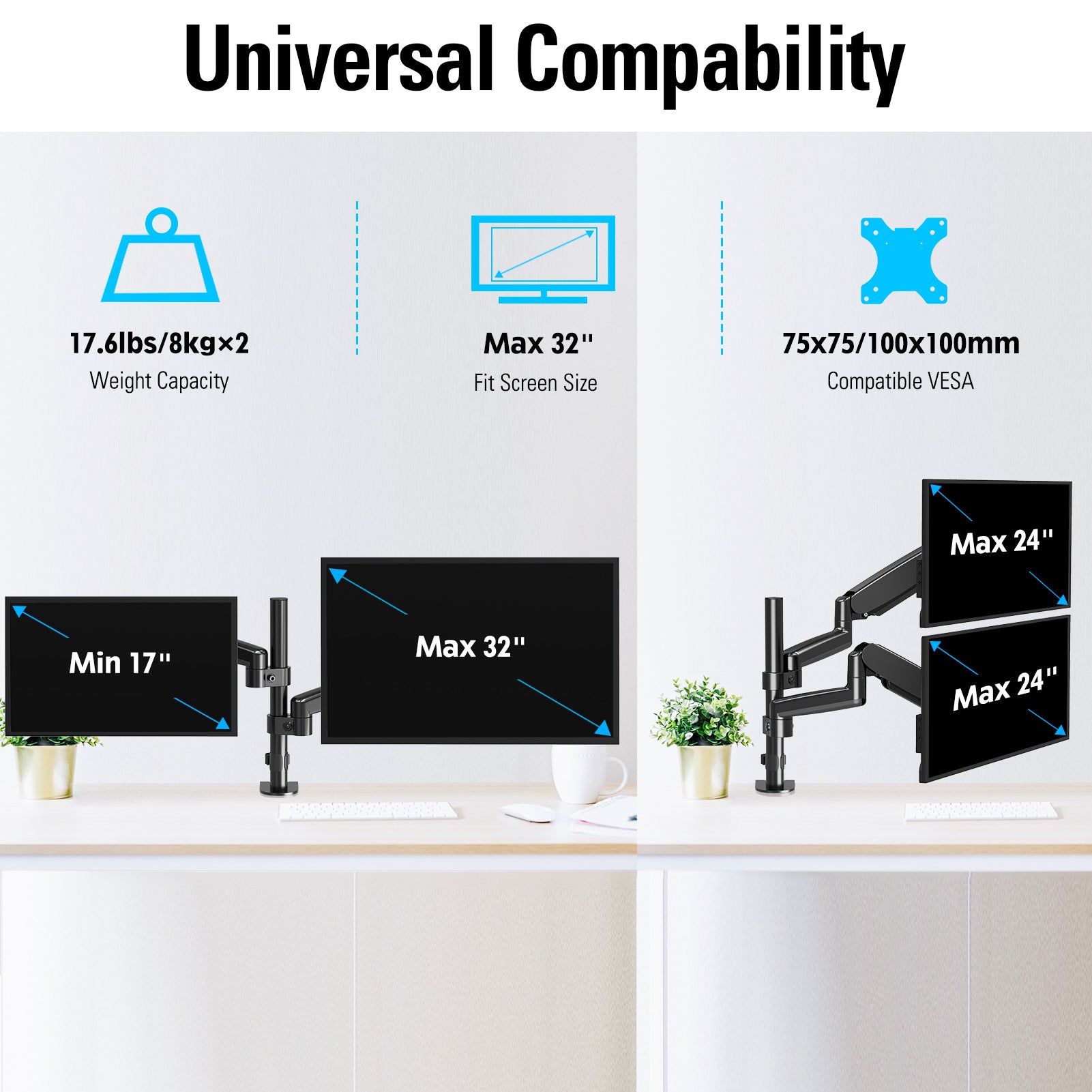 Dual Monitor Desk Mount for 17''-32'' Monitors MUA0026