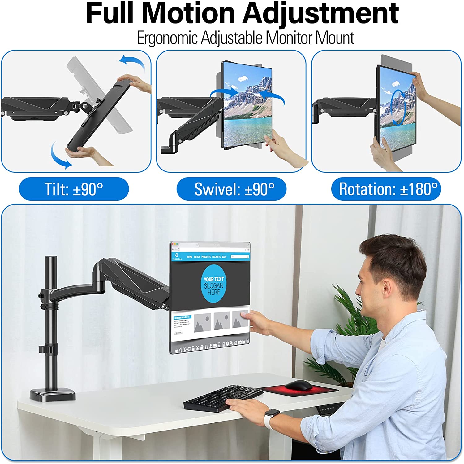 Single Monitor Desk Mount for 17''-32'' Monitors MUA6003