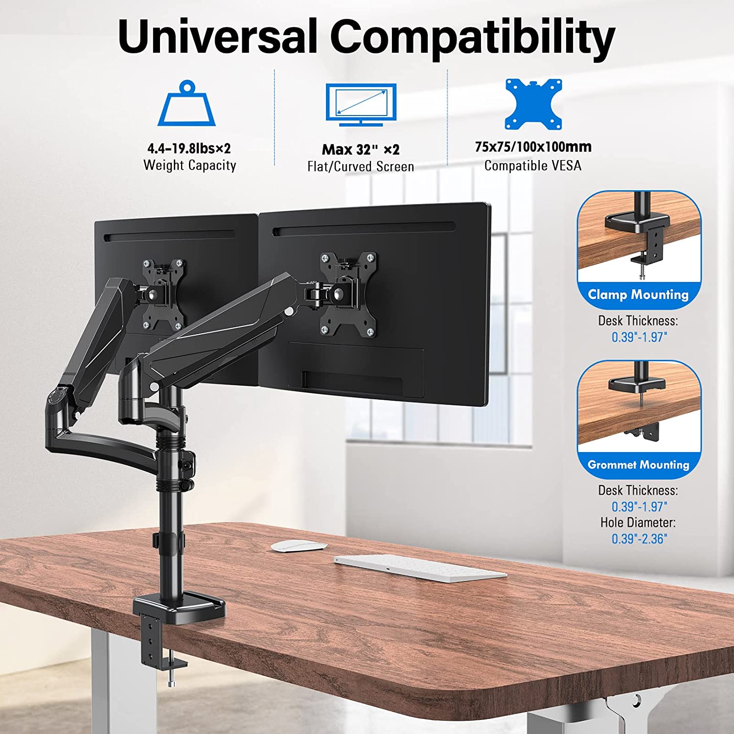 Dual Monitor Desk Mount for 17''-32'' Monitors MUA6004