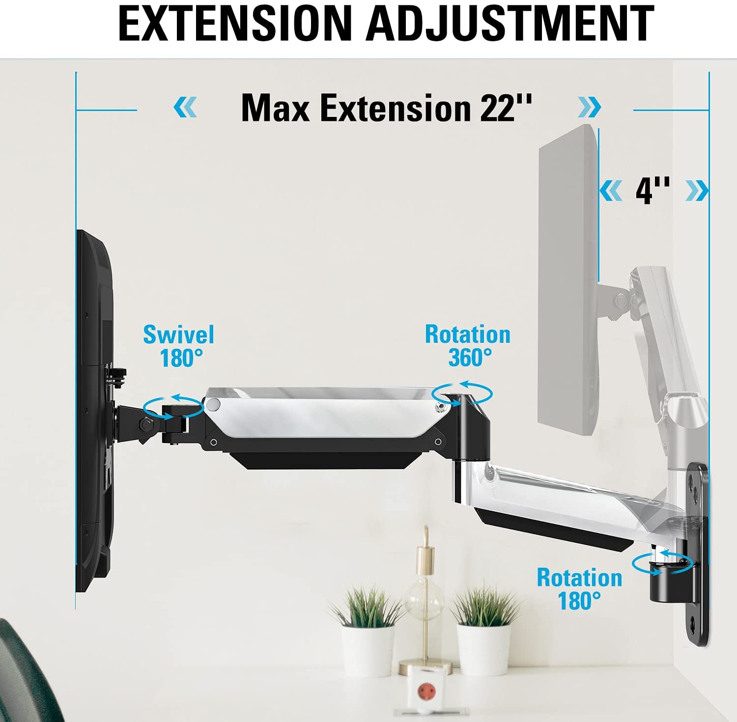 Single Monitor Wall Mount for Max 32'' Monitors MUA2001