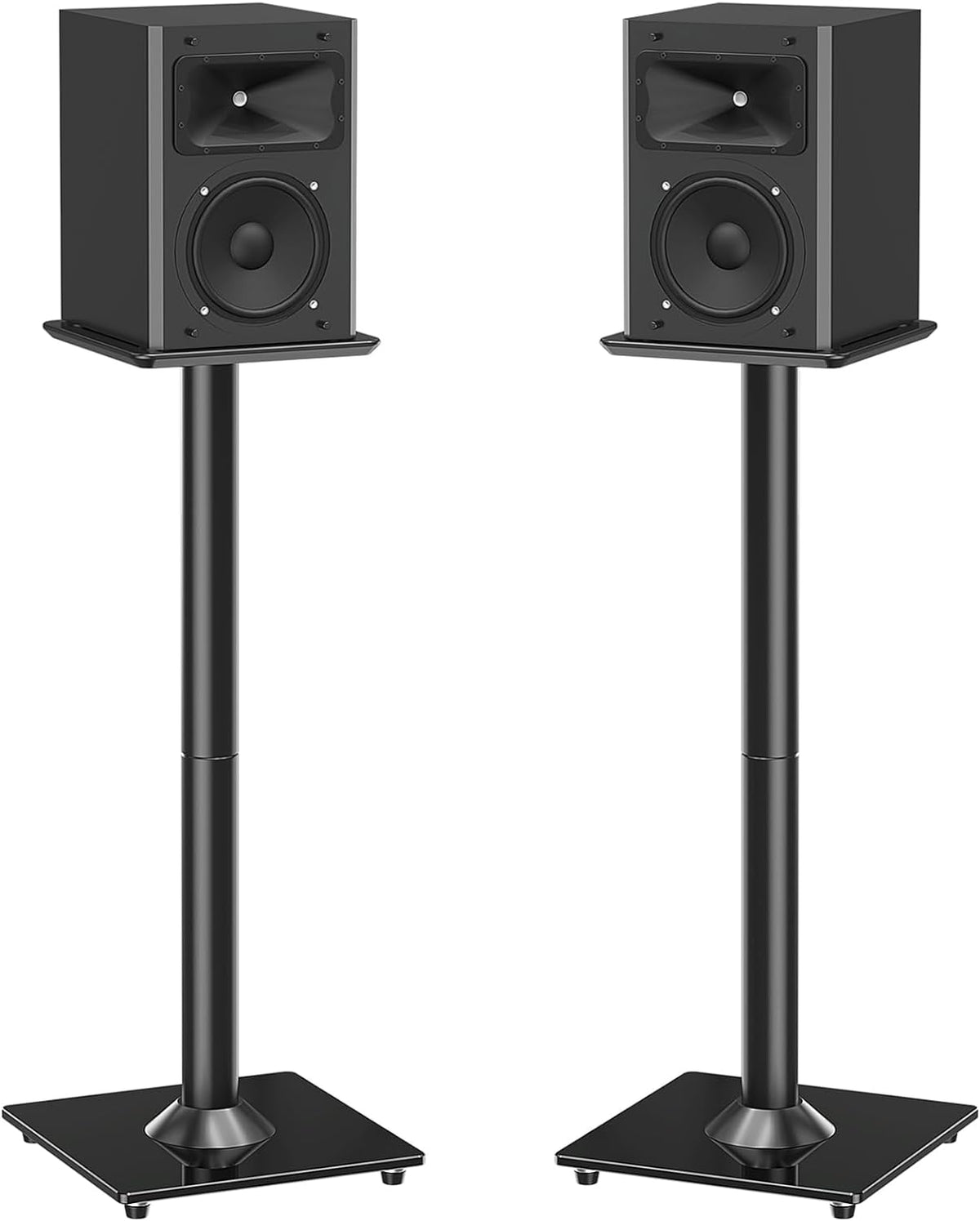 EconoMe Universal Speaker Stands Pair for Surround Sound, 31" Height Floor Speaker Stands, Holds Bookshelf Speaker Satellite Speaker Large Speaker, Up to 22LBS Cable Concealing 9.8" Plate Black