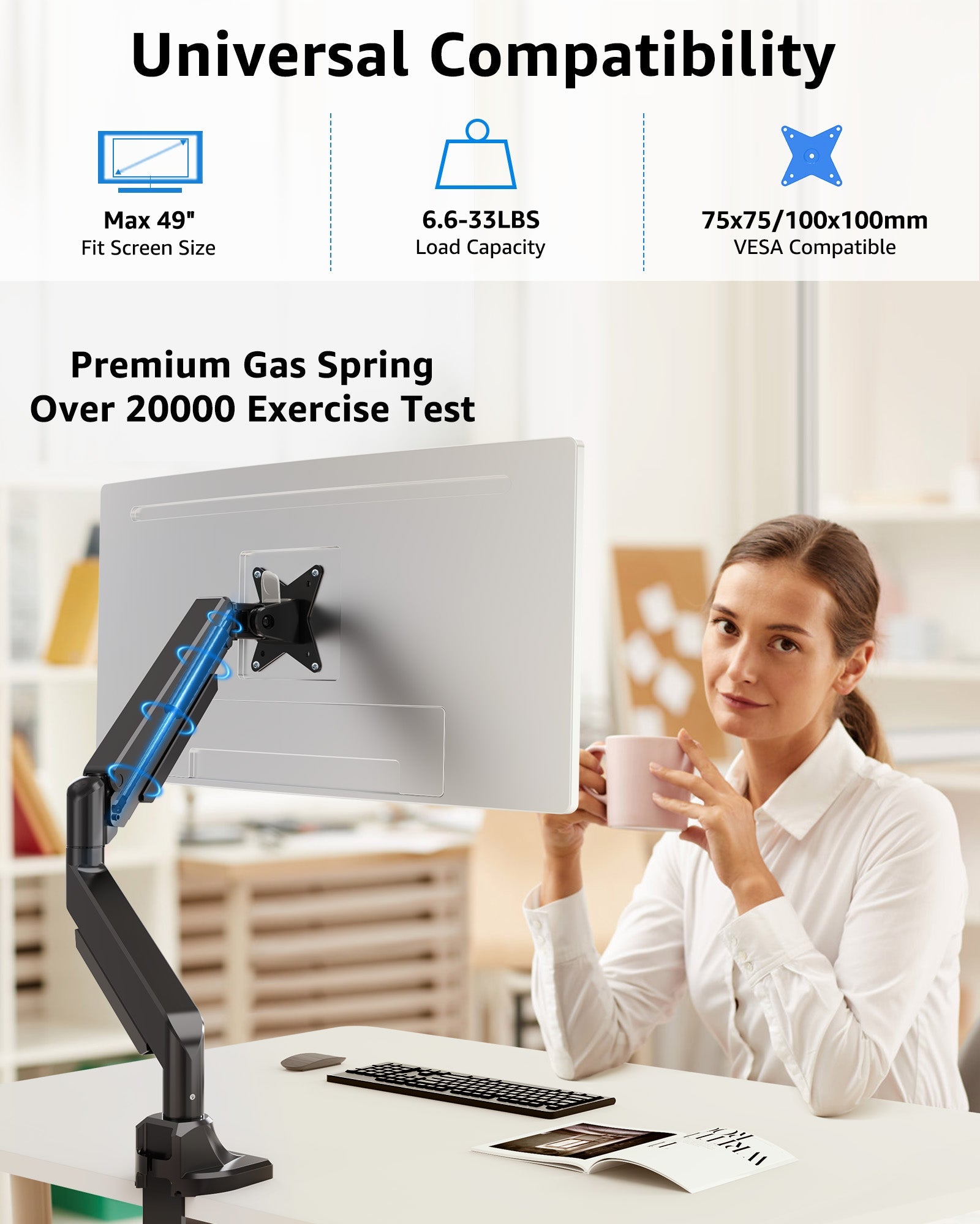Single Monitor Ultrawide Desk Mount for 19"-49" Monitors MUM-7011