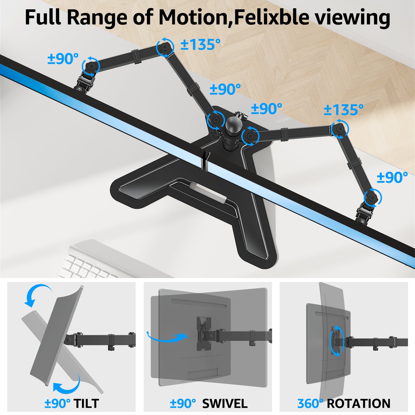 Dual Monitor Desk Stand for Max 27'' Monitors MUA1002