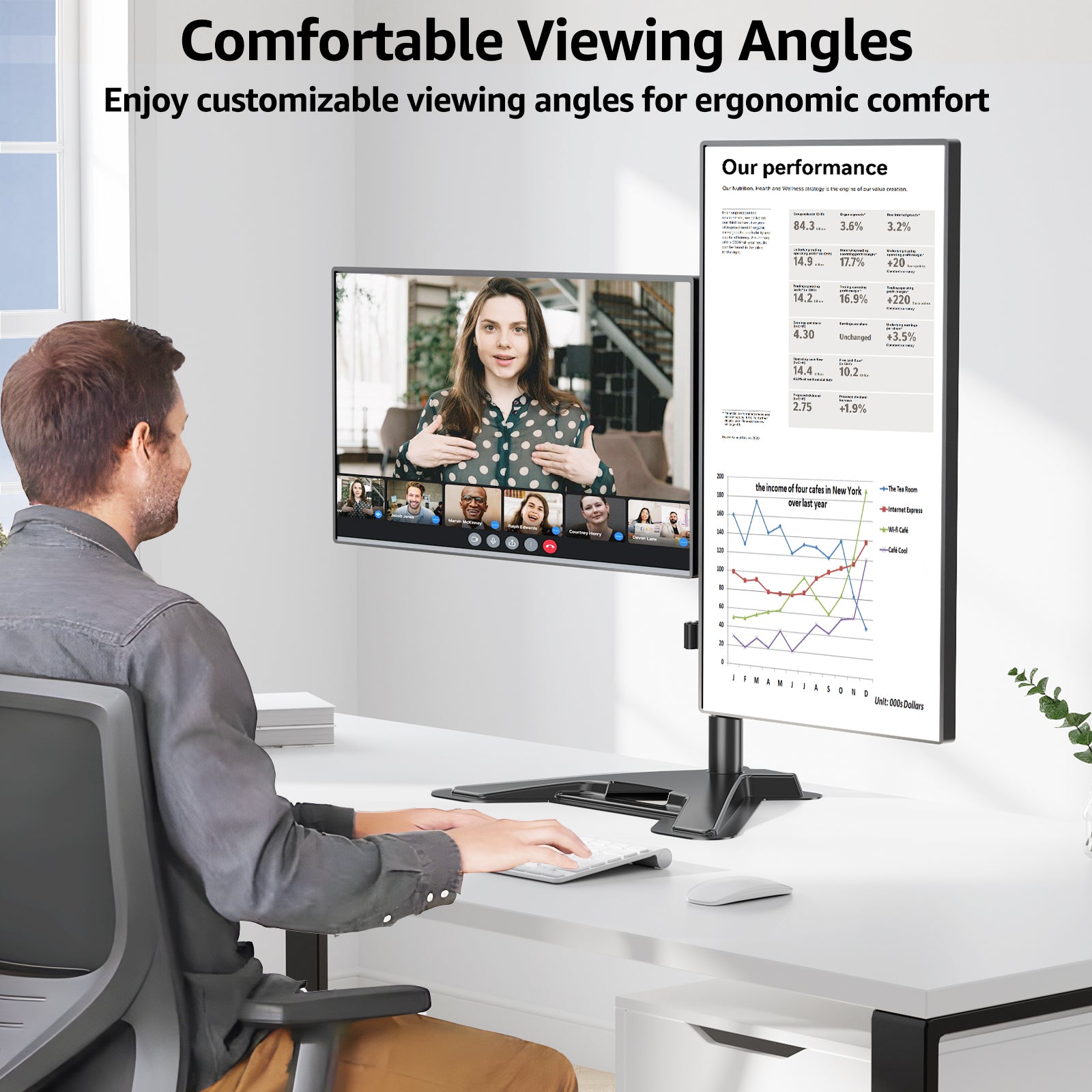 Dual Monitor Desk Stand for Max 27'' Monitors MUA1002