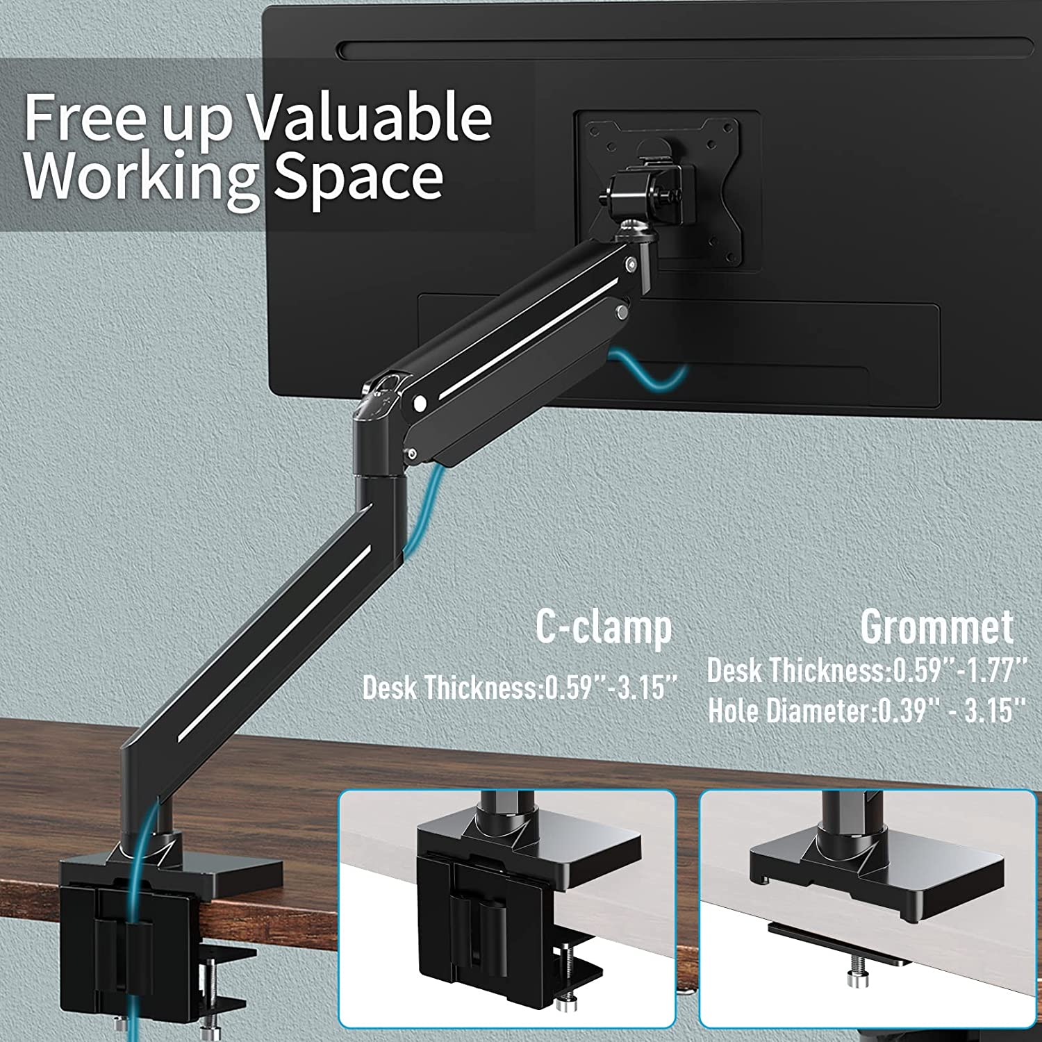 Single Monitor Desk Mount for 13'' to 42’’ Monitors MUA7003