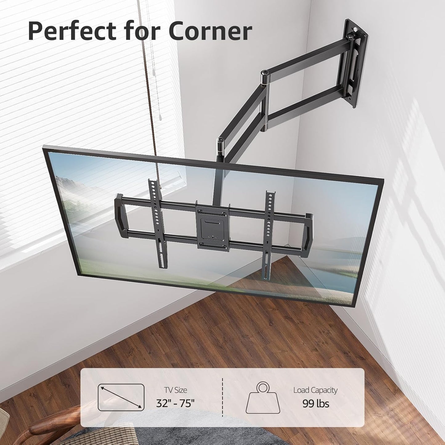 Full Motion Corner TV Wall Mount For 32"-75" TVs MUT0047-L