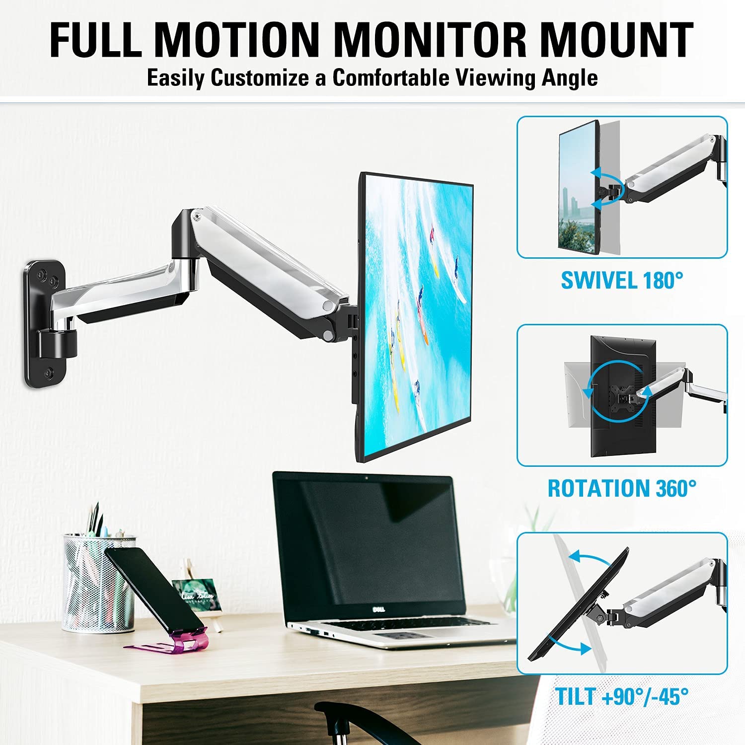 Single Monitor Wall Mount for Max 32'' Monitors MUA2001