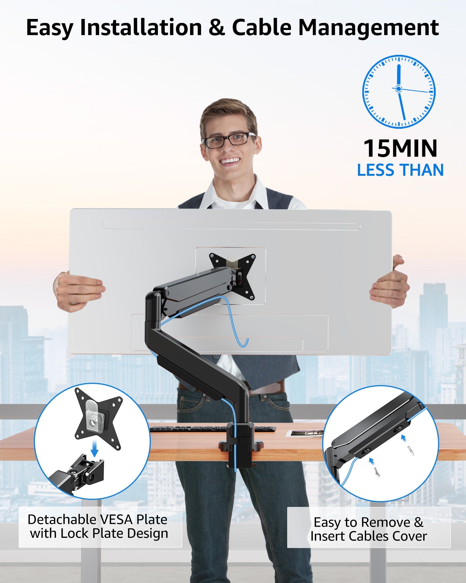Single Monitor Ultrawide Desk Mount for 19"-49" Monitors MUM-7011