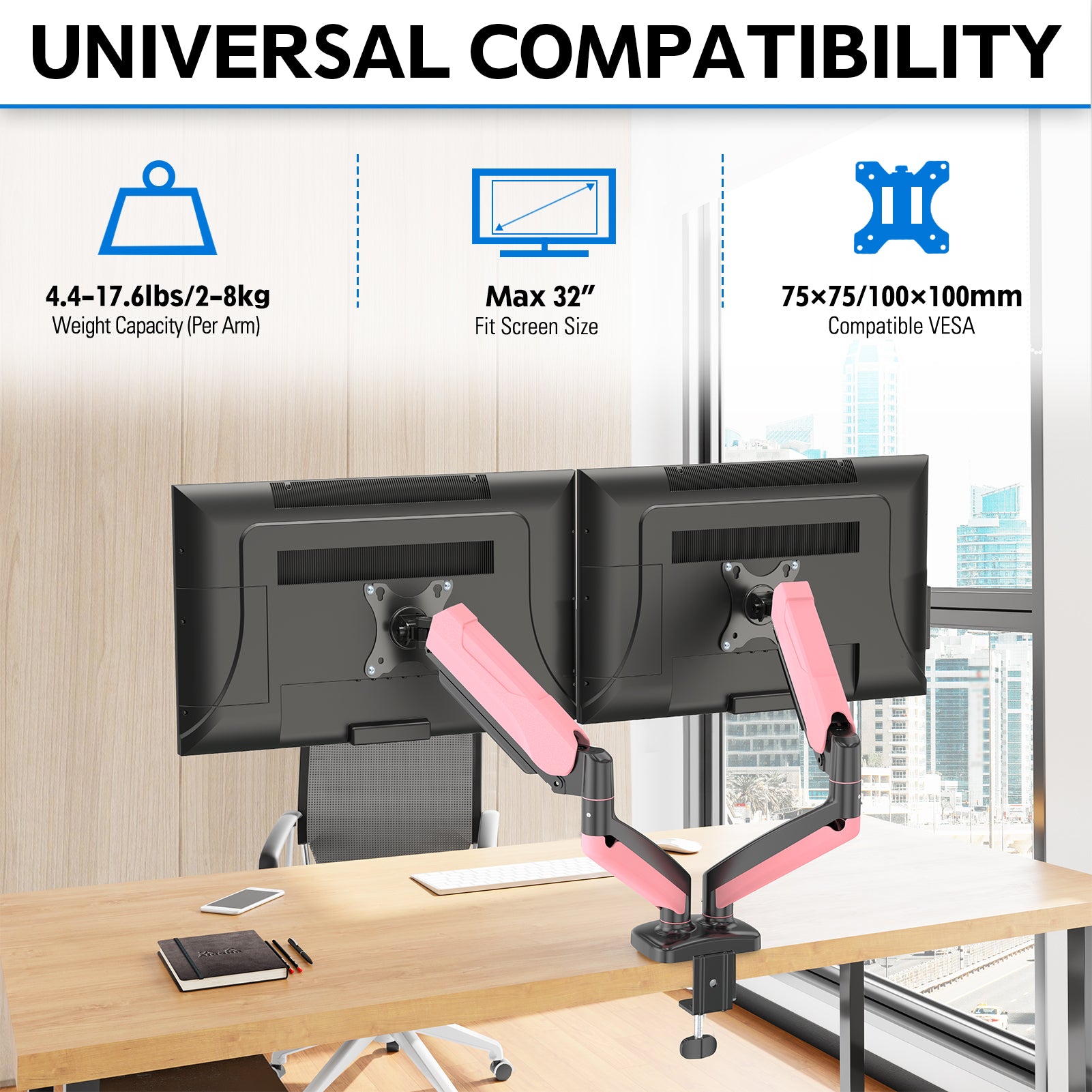 Dual Monitor Desk Mount for 17''-32'' Monitors MUA6002