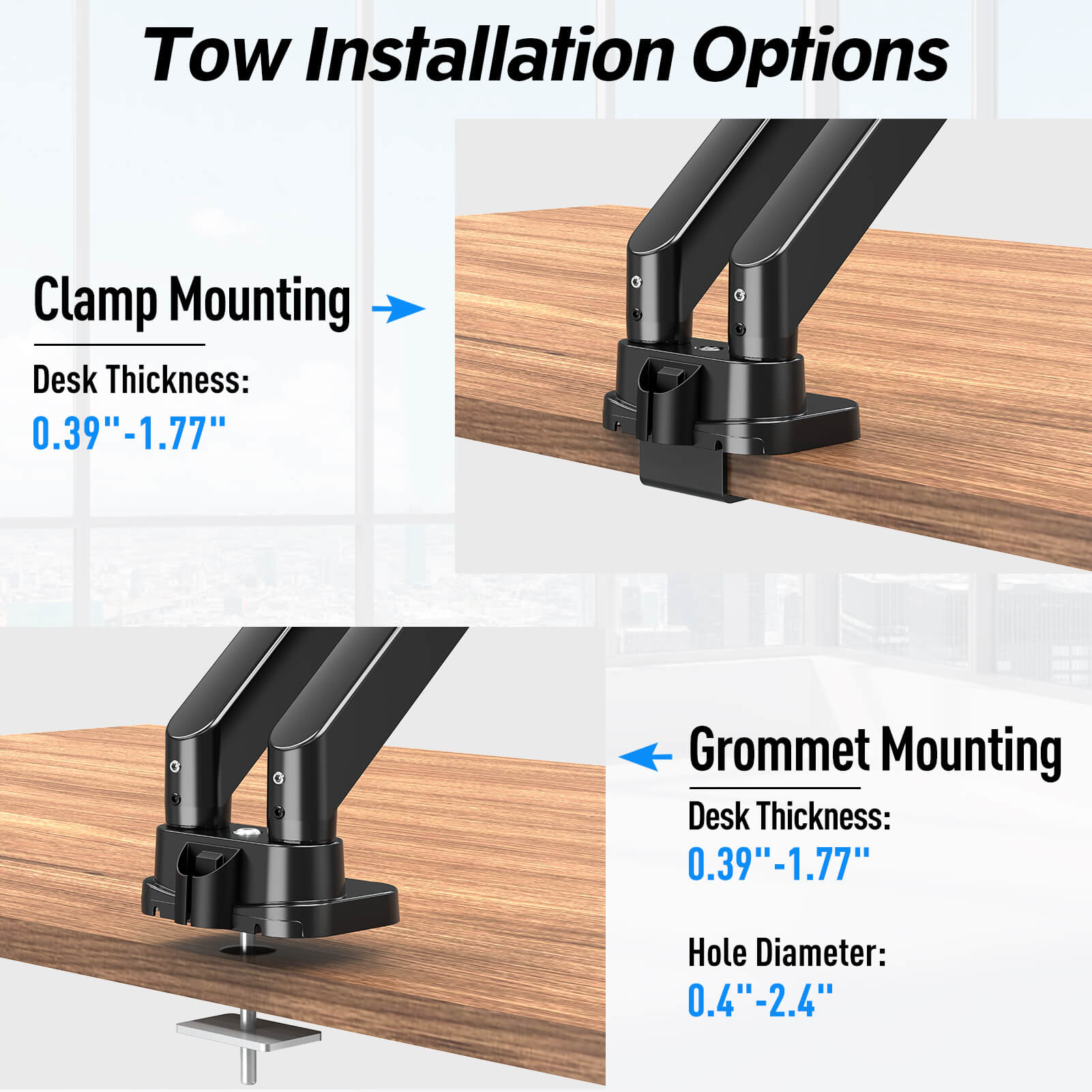 Dual Monitor Desk Mount for 13''-39'' Monitors MUA7006