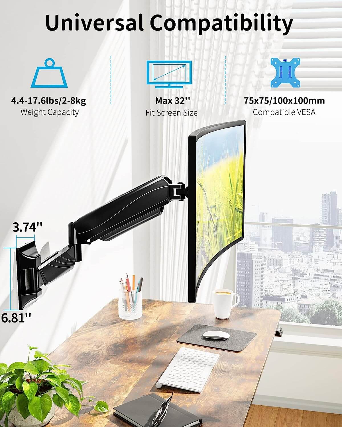 Single Monitor Wall Mount For 17"-32" Monitors MUA2007