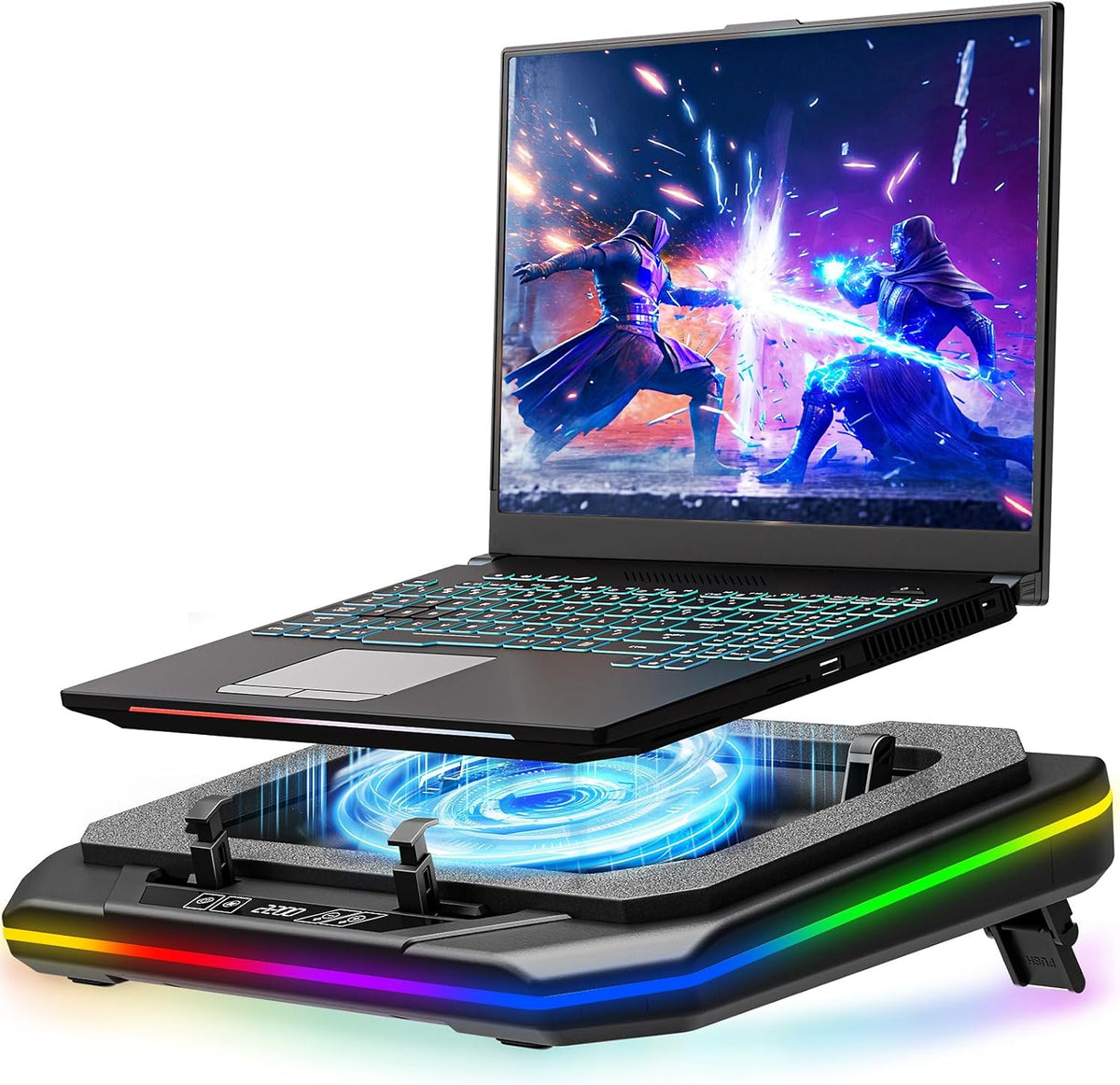 RGB Laptop Cooling Pad for 13-19 Inch Max 3500RPM Gaming Laptop Cooler Laptop Fan Cooling Pad Stand MUR93508B