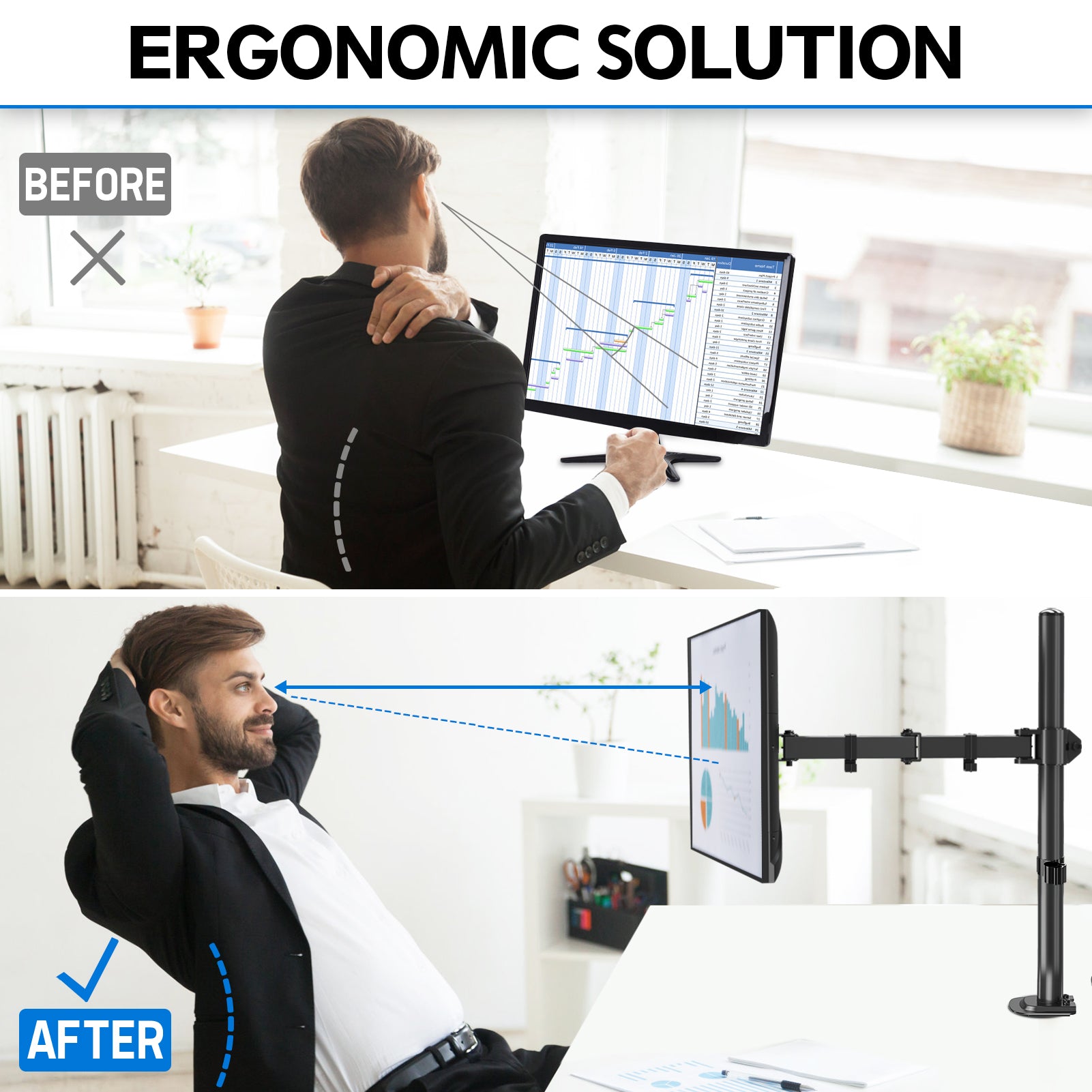Single Monitor Desk Mount for 13''- 32'' Monitors MUA0001