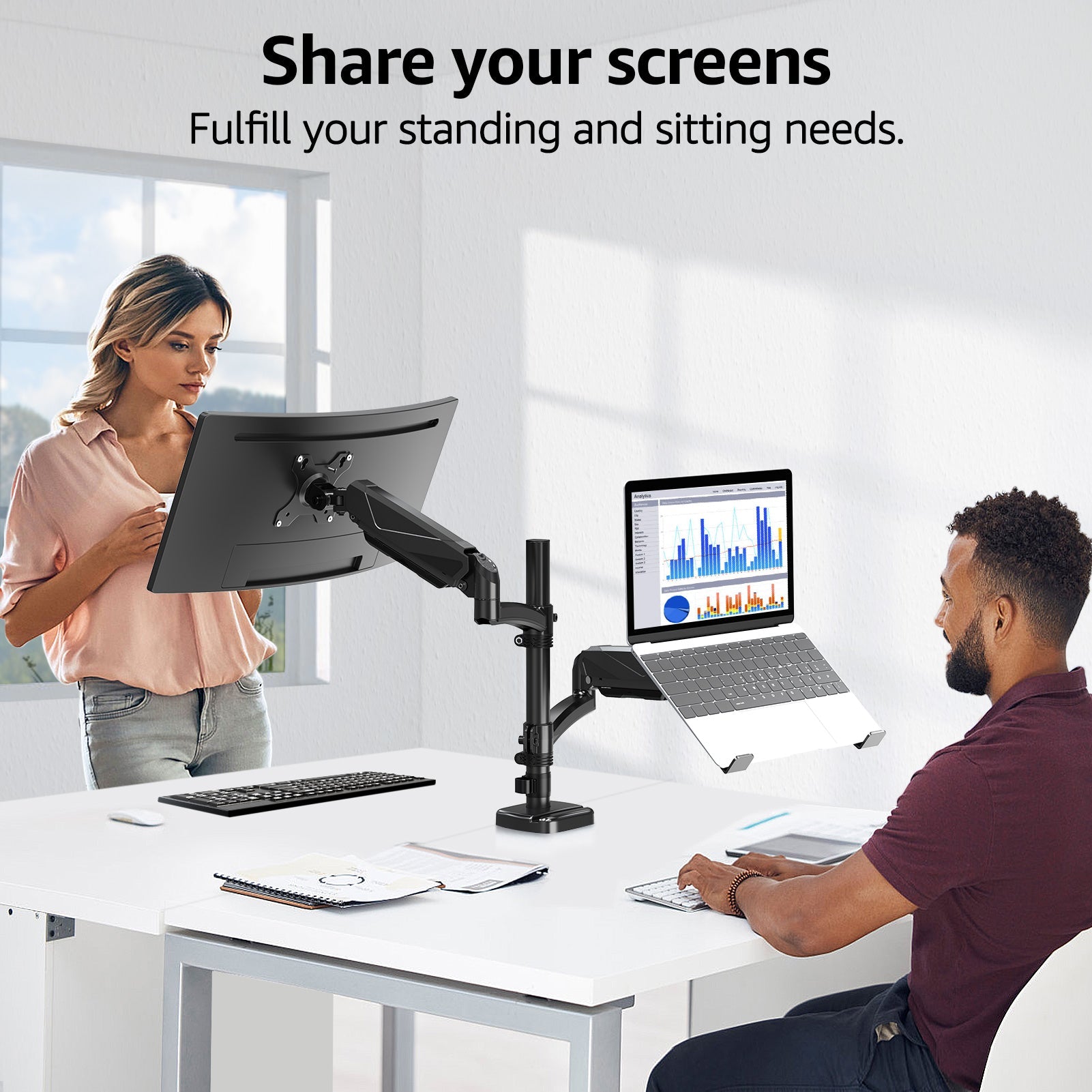 Laptop and Monitor Stand for 13''-17'' Laptop and Max 32'' Monitors MUA4010