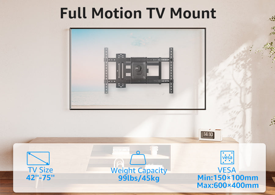 Full Motion TV Mount Wall Bracket for 42-75 Inch V670