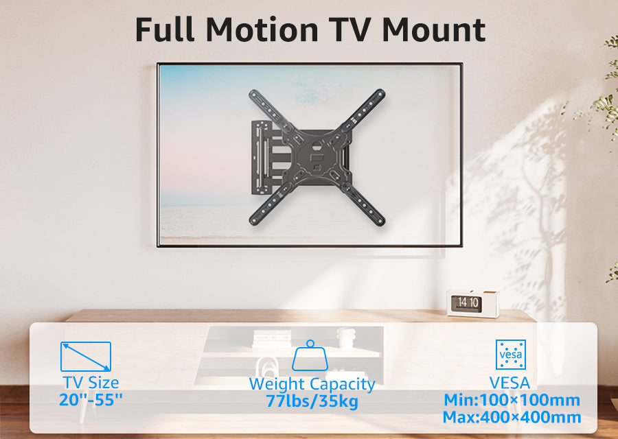 Full Motion Tv Mount Wall Bracket Long Arm for 20-55 Inch V490