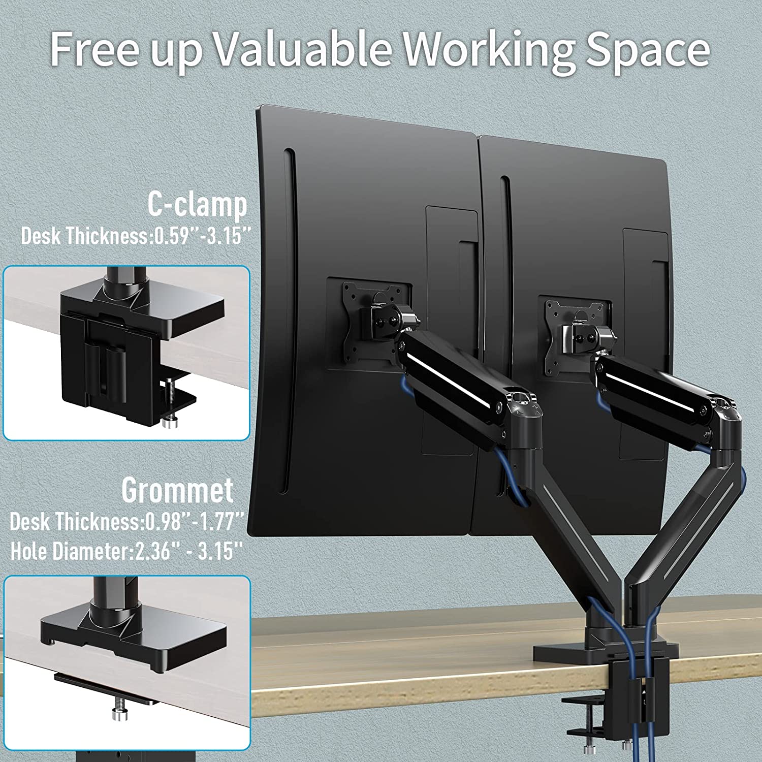 Dual Monitor Desk Mount for 13''-42'' Monitors MUA7004