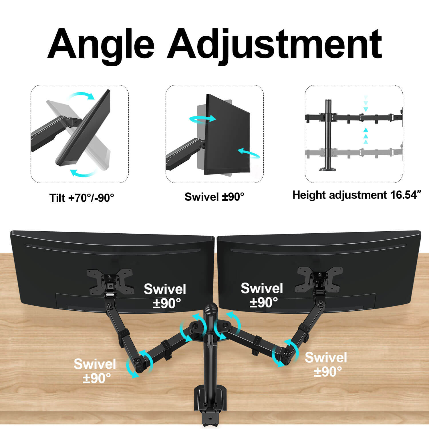 Full Motion Dual Monitor Desk Mount for 17''-32'' Monitors MUA0002