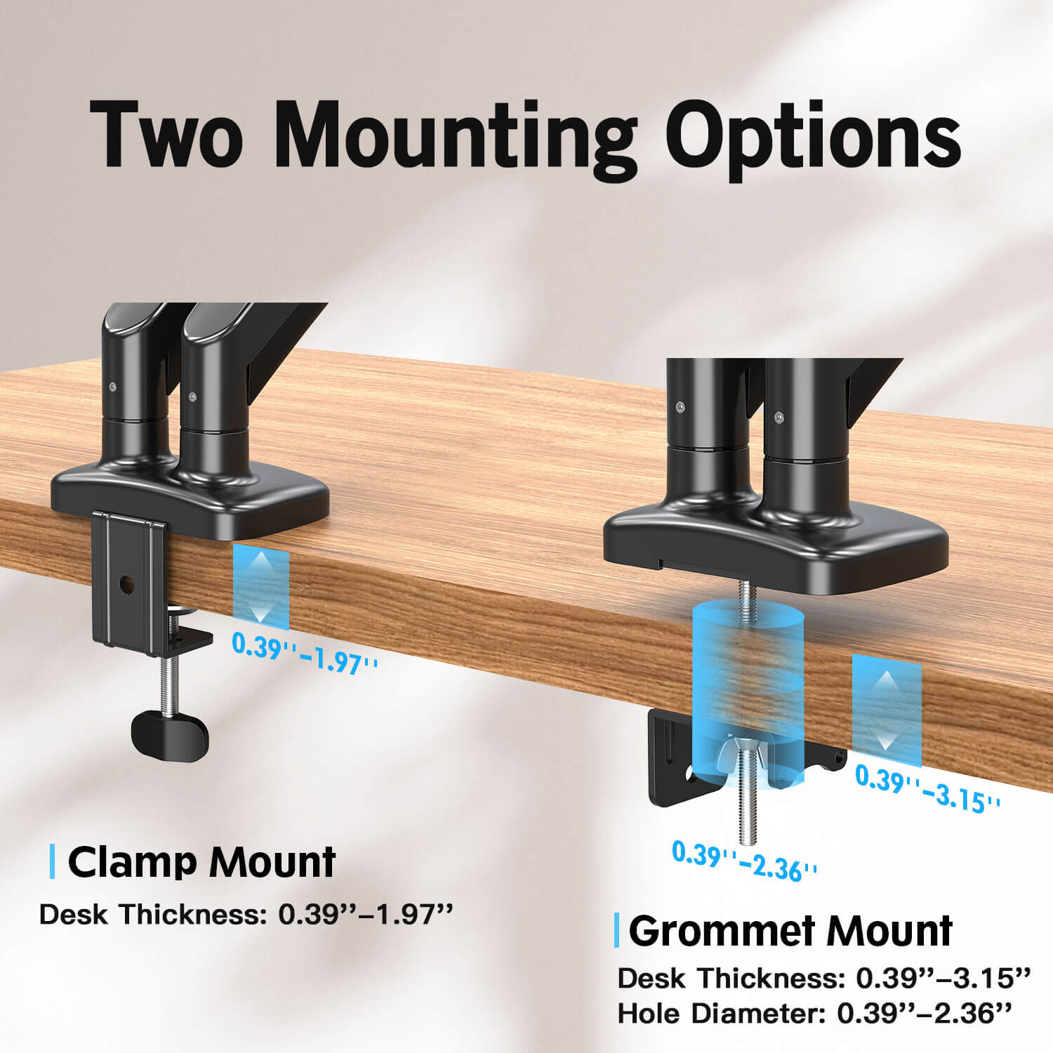 Dual Monitor Desk Mount for Max 32'' Monitors MUA0005