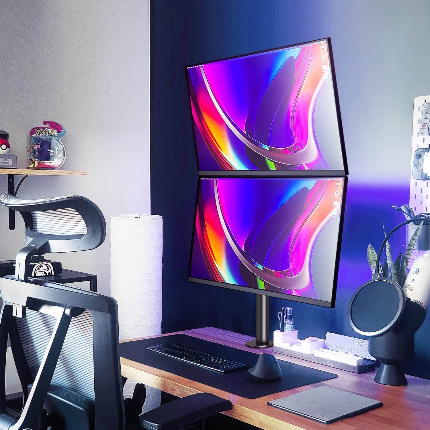 Vertical Dual Monitor Desk Mount for Max 32'' Monitors MUA3004