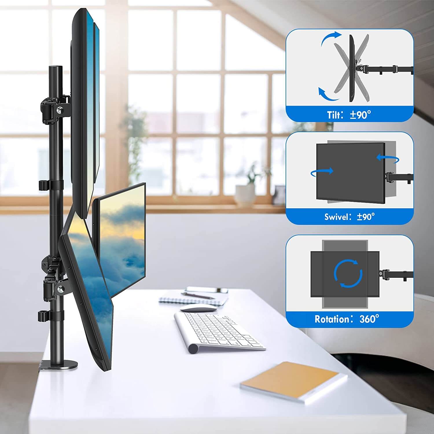 Quad Monitor Desk Mount for 13''-32'' Monitors MUA3007