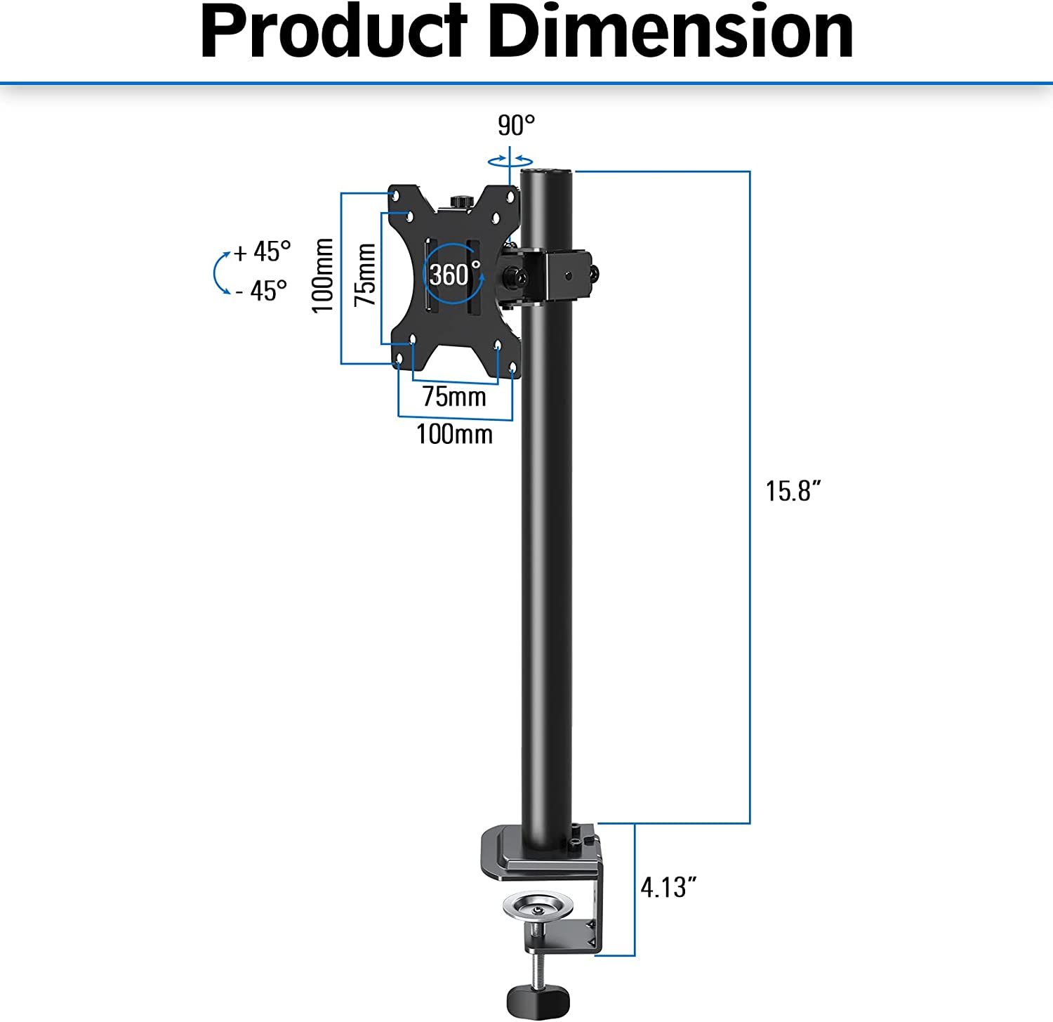 Single Monitor Desk Mount for 13''-32'' Monitors MUA4003