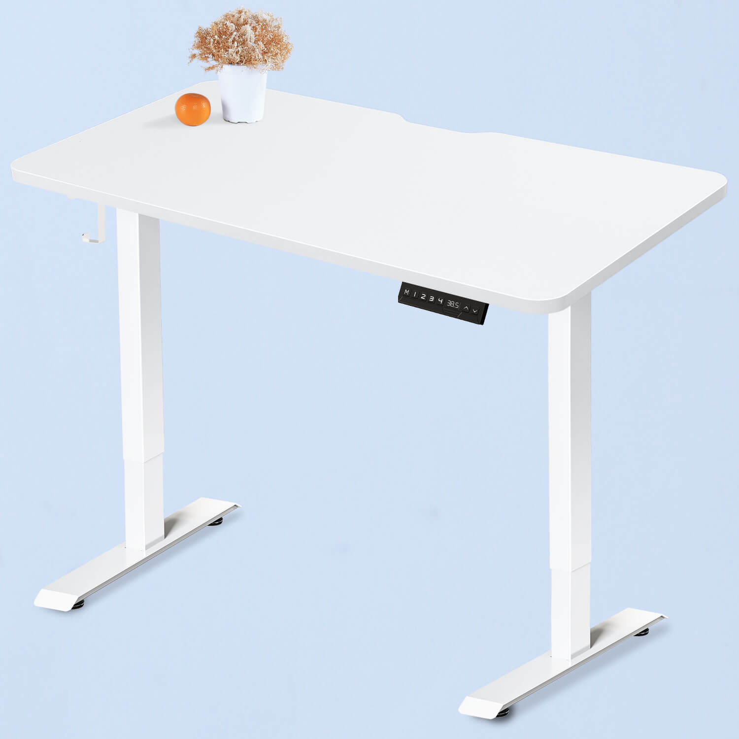 White WOKA 48"x24" Electric Height Adjustable Standing Desk with Dual Motors