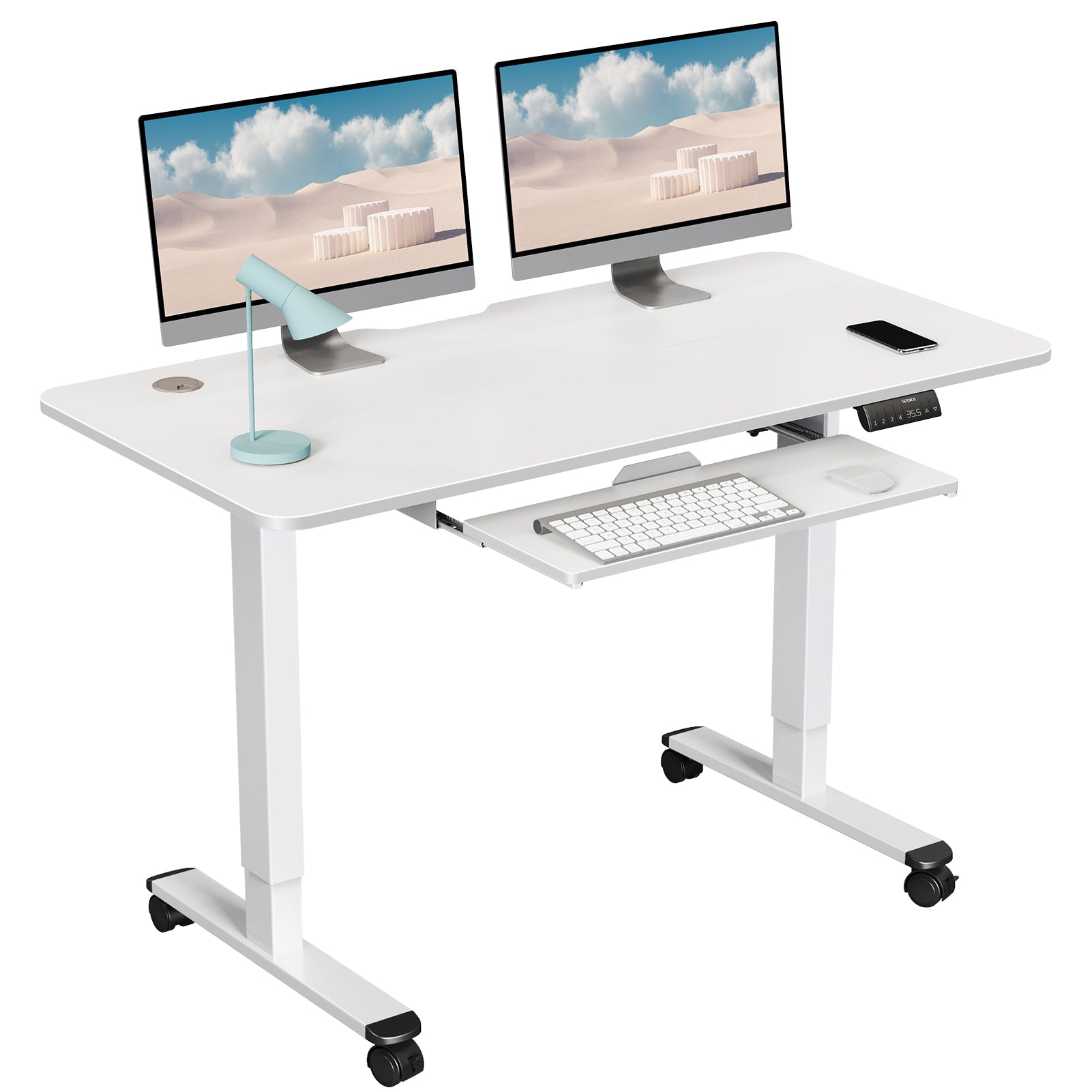 WOKA Electric Height Adjustable Standing Desk with Keyboard Tray