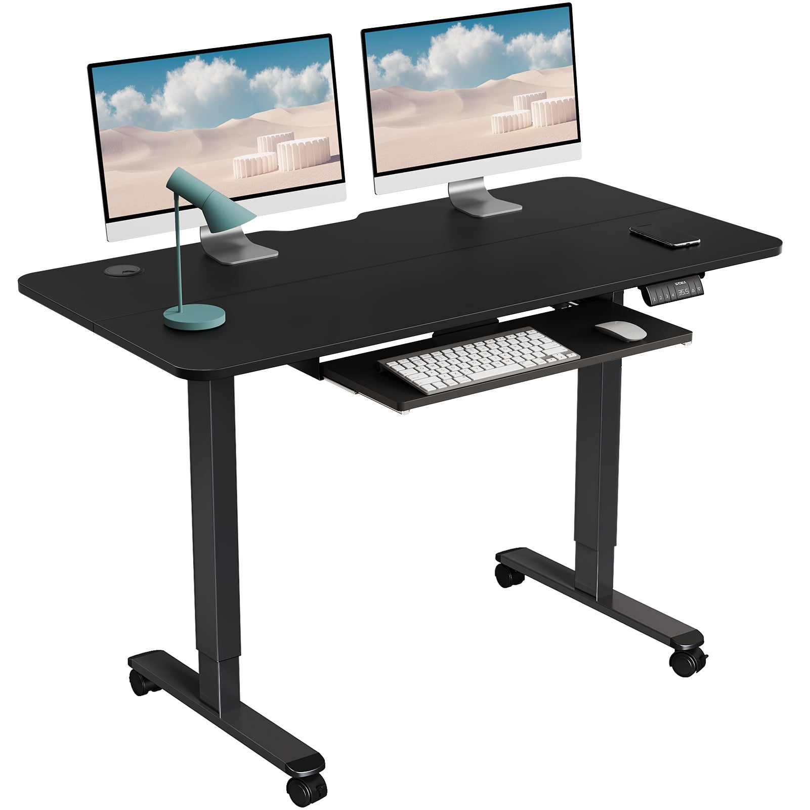 WOKA Electric Height Adjustable Standing Desk with Keyboard Tray