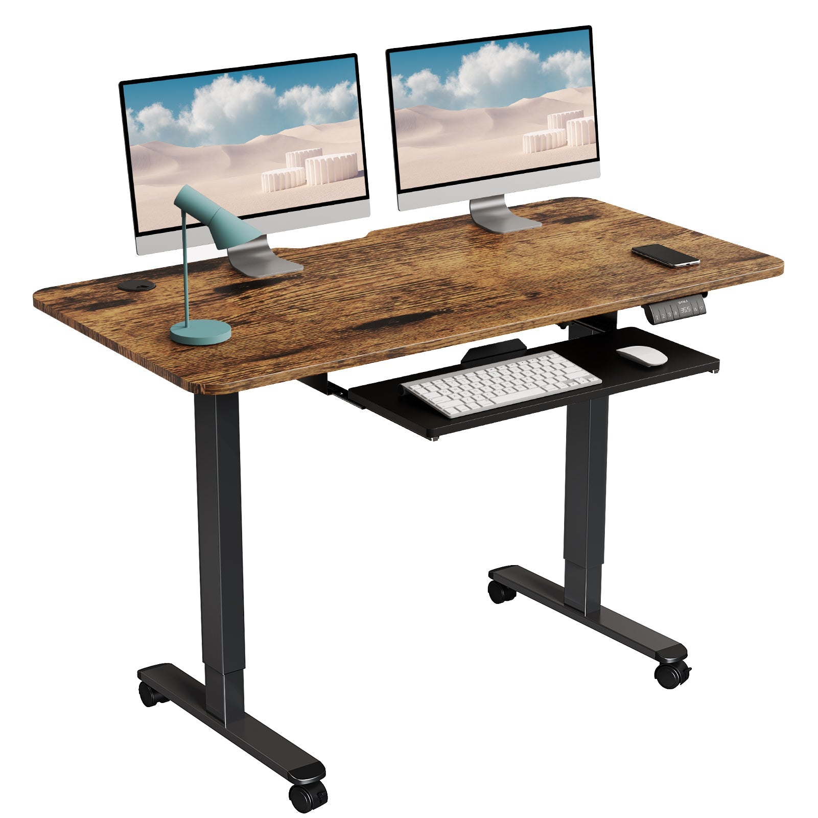 WOKA Electric Height Adjustable Standing Desk with Keyboard Tray