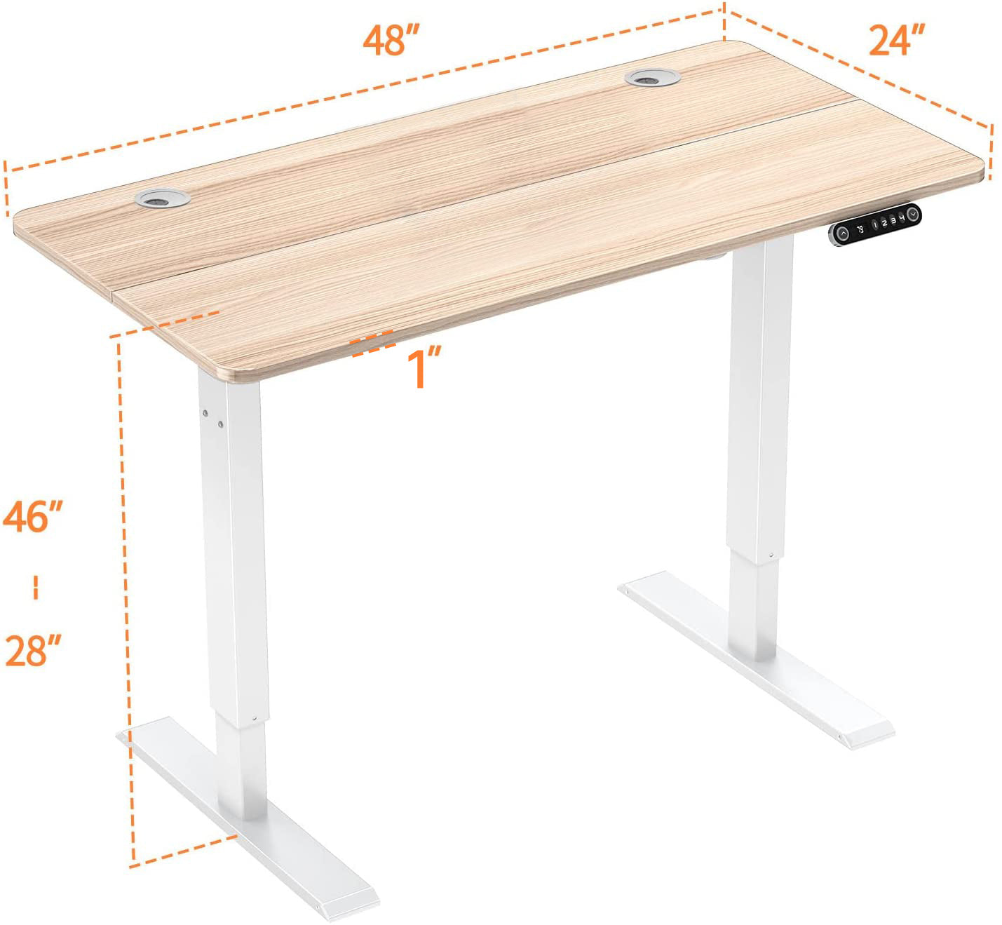 Oak standing desk fits various home decor